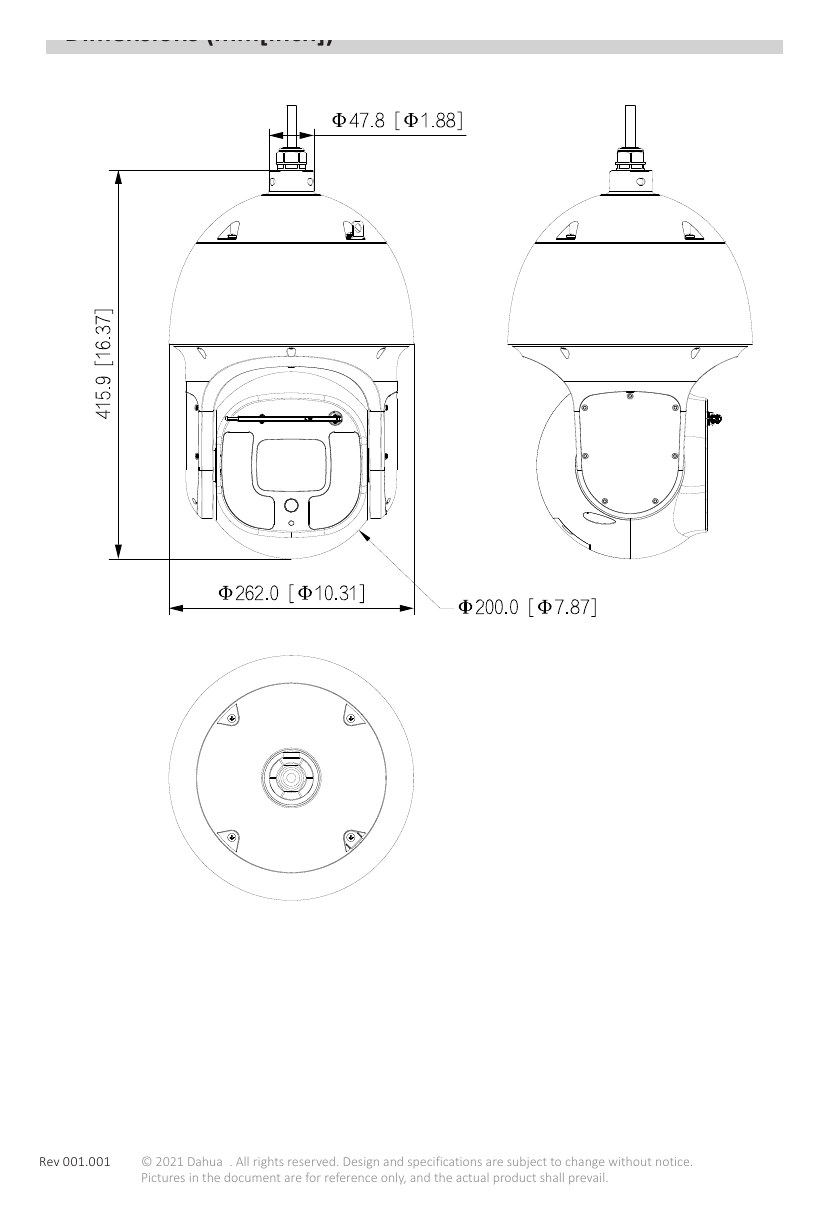 DH-SD8A840-HNF-PA-P 外形尺寸圖 415.6 mm × Φ26 2 mm (16.36" × Φ10.31")｜Unit: mm