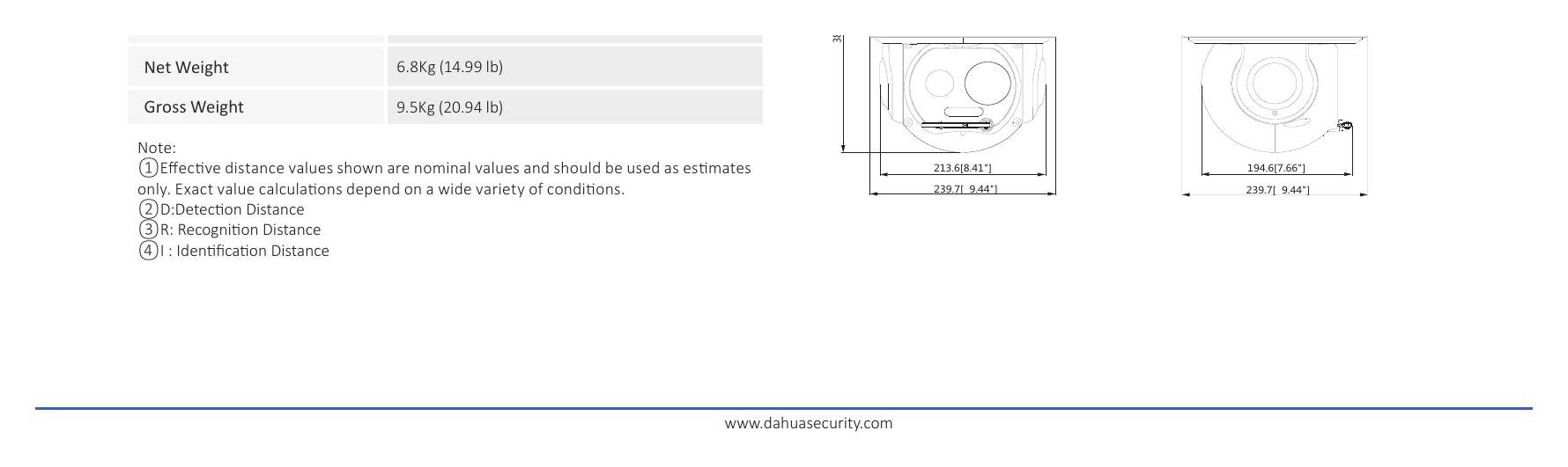 DH-TPC-SD8420-B 外形尺寸圖 Φ240mm x 382mm (Φ9.45" x 15.04")｜Unit: mm