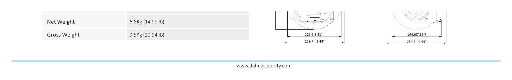 DH-TPC-SD8420-TB 外形尺寸圖 Φ240mm x 382mm (Φ9.45" x 15.04")｜Unit: mm