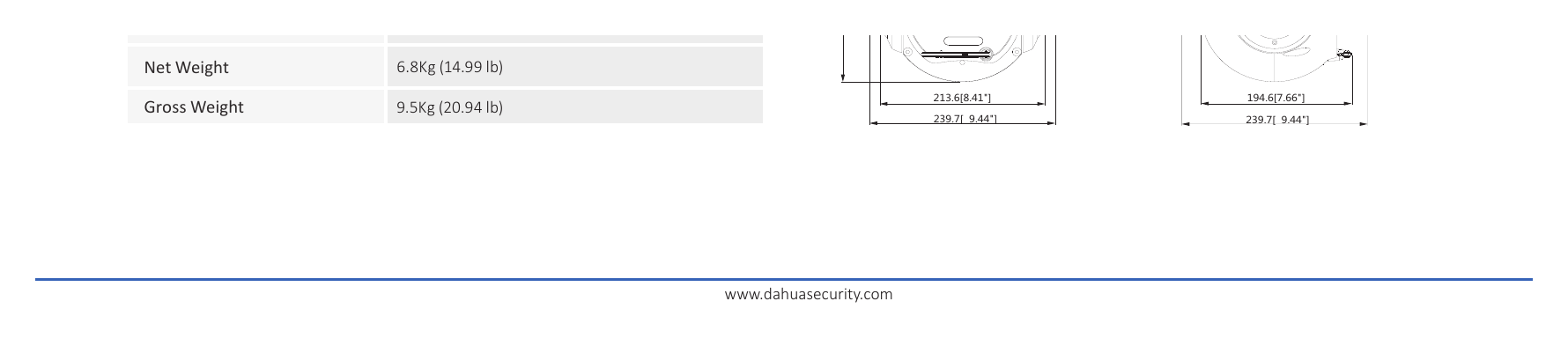 DH-TPC-SD8620-TB 外形尺寸圖 Φ240mm x 382mm (Φ9.45" x 15.04")｜Unit: mm