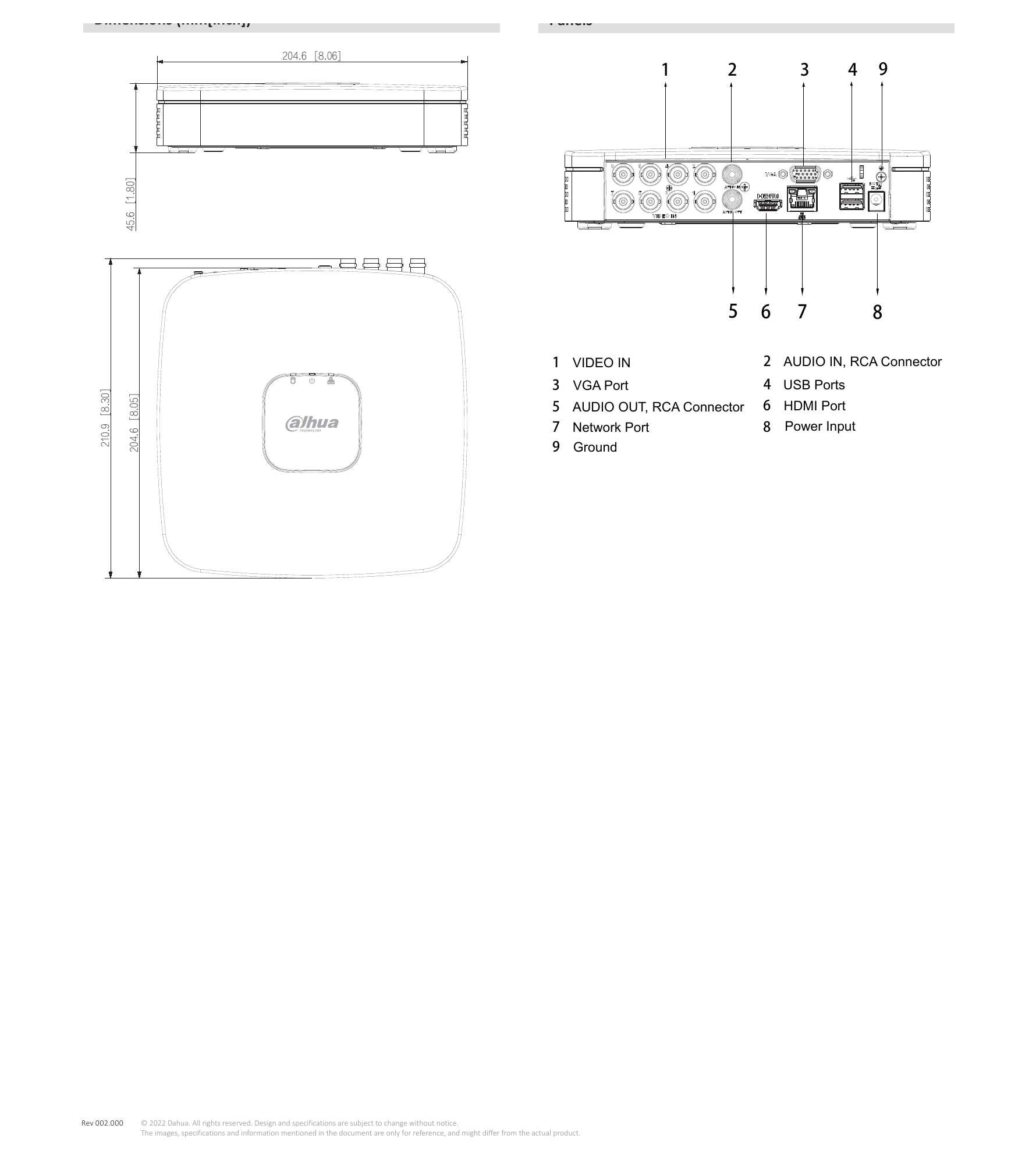 DH-XVR4108C-I 外形尺寸圖 詳見圖示｜Unit: mm