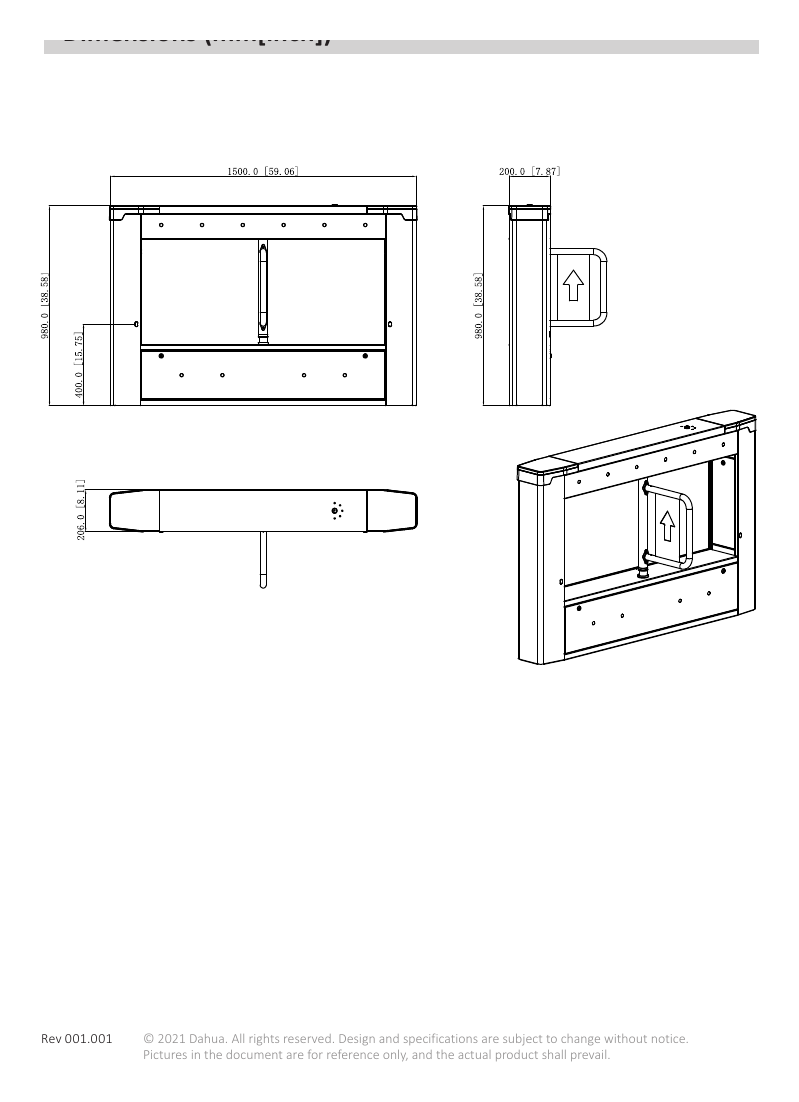 DHI-ASGB6XXK-X 外形尺寸圖 38.58") (L × W × H)｜Unit: mm