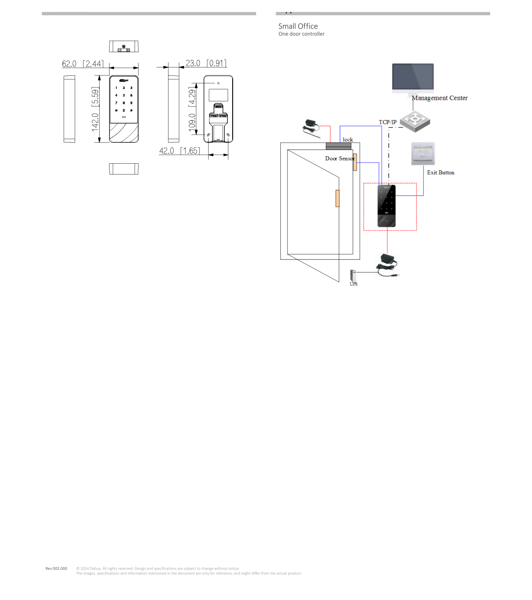 DHI-ASI1201E-D 外形尺寸圖 Application Small Office One door controller｜Unit: mm