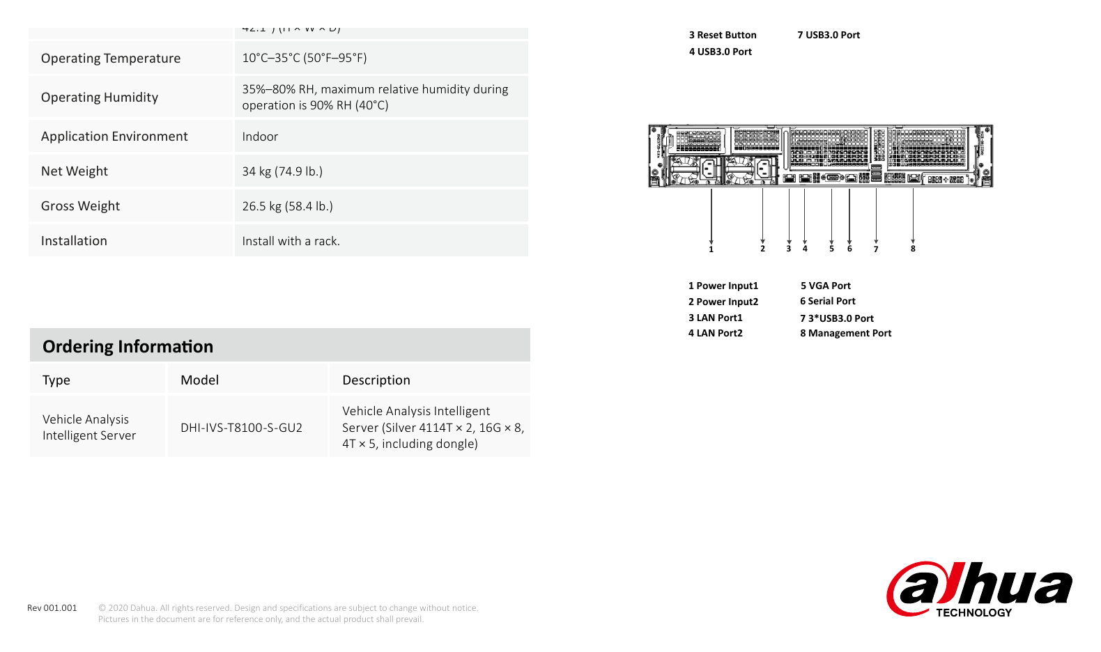 DHI-IVS-T8100-S-GU2 外形尺寸圖 詳見圖示｜Unit: mm