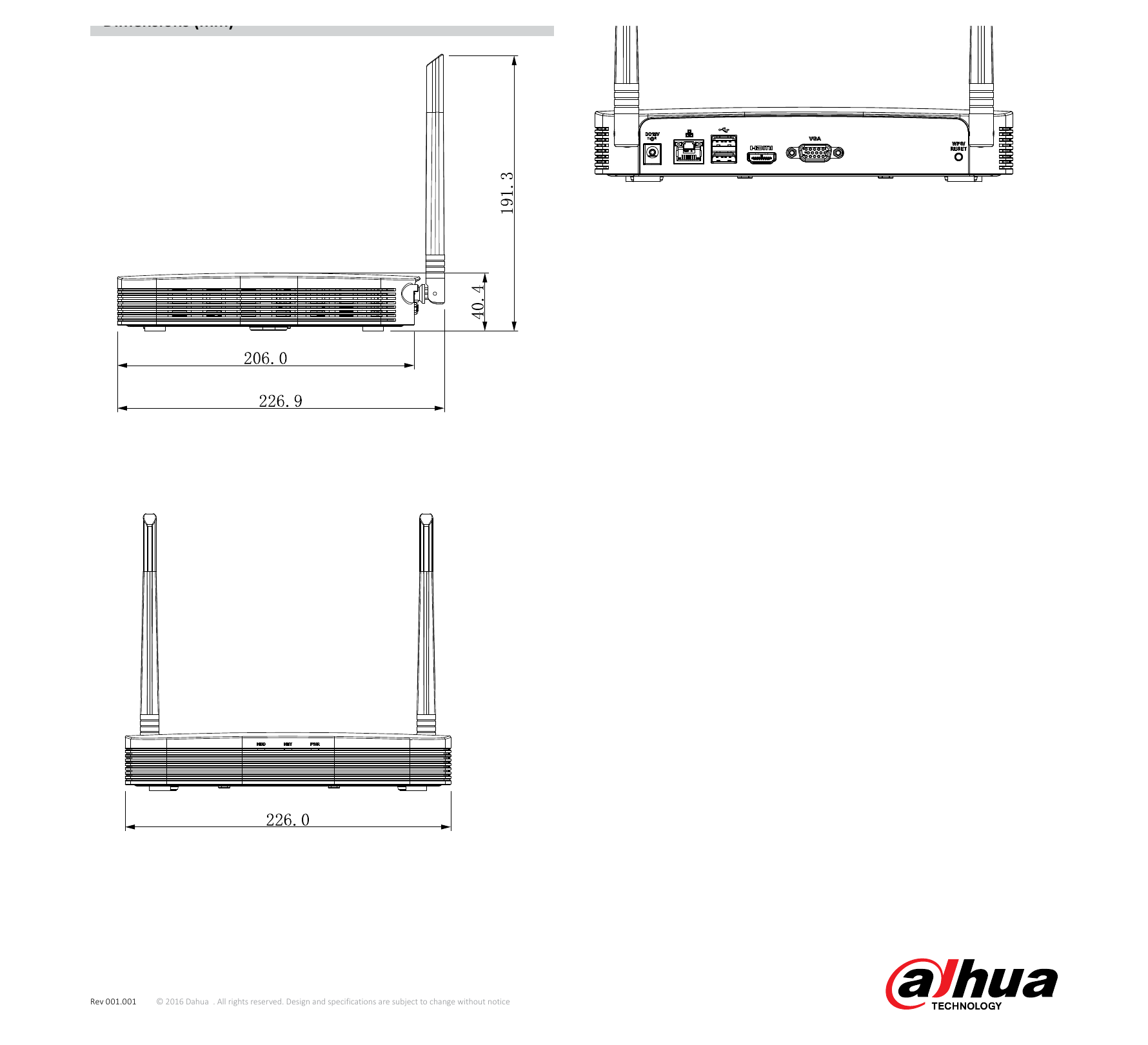 DHI-NVR2104-2108-W-4KS2 外形尺寸圖 詳見圖示｜Unit: mm