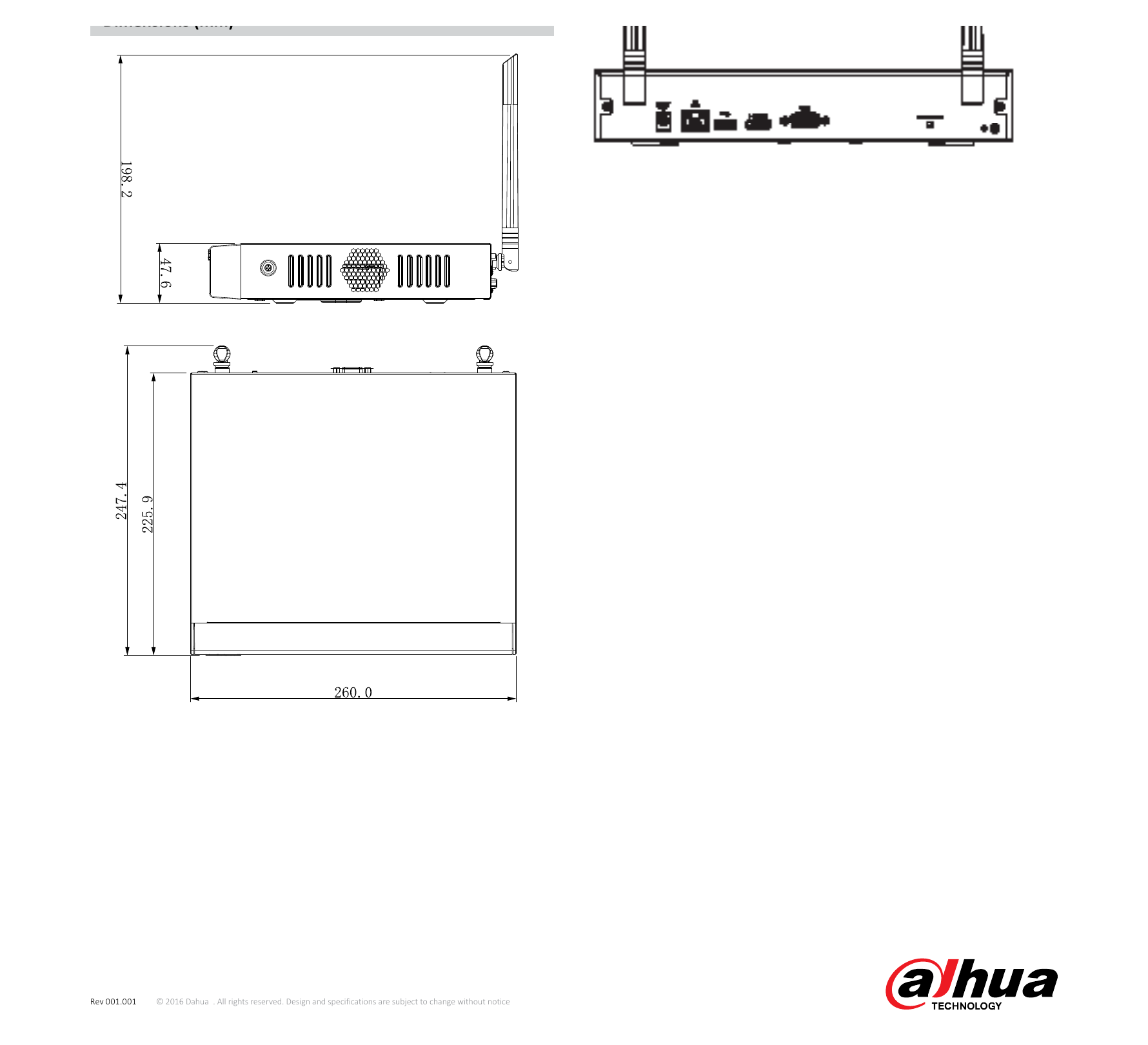 DHI-NVR2104-2108HS-W-4KS2 外形尺寸圖 詳見圖示｜Unit: mm