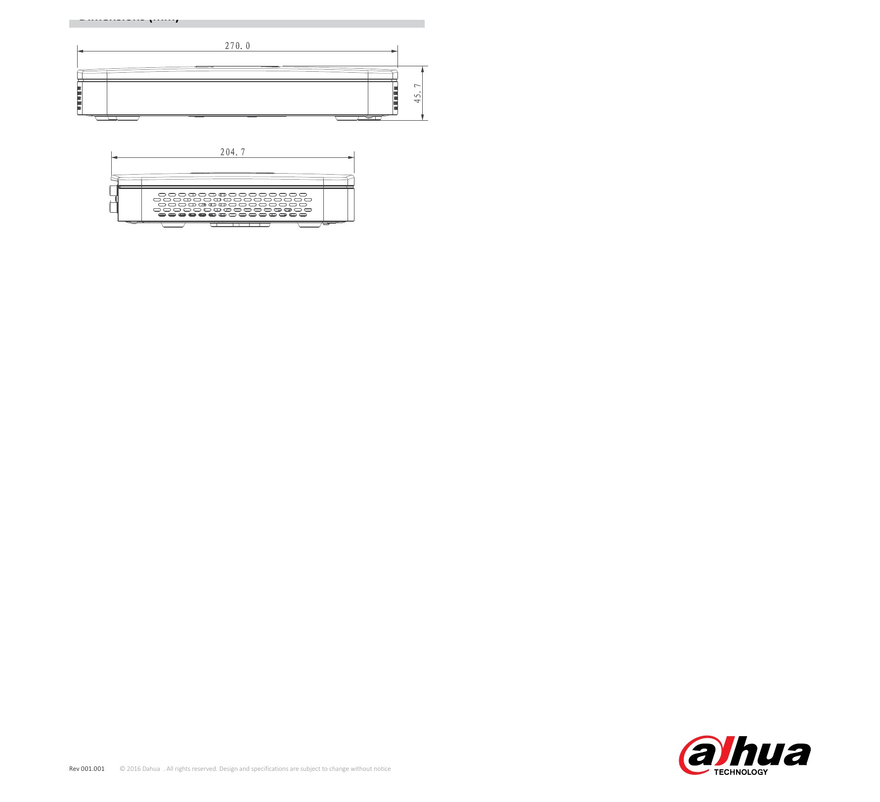 DHI-NVR2108-8P-S2 外形尺寸圖 詳見圖示｜Unit: mm