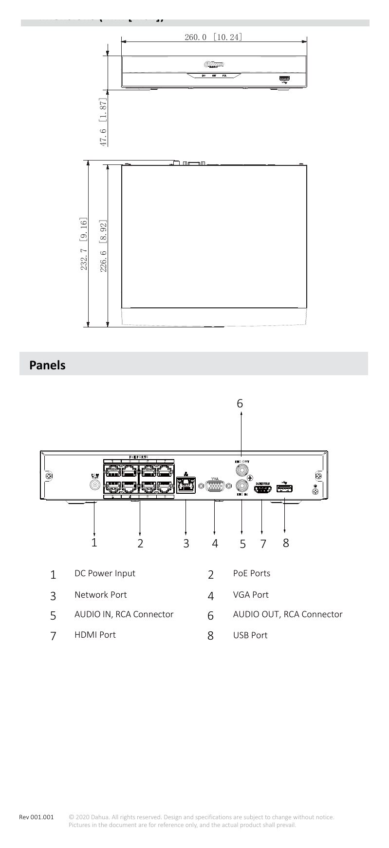 DHI-NVR2108HS-8P-I 外形尺寸圖 詳見圖示｜Unit: mm