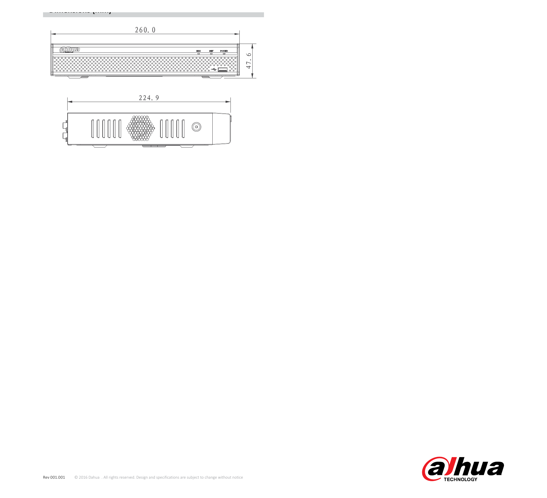 DHI-NVR2108HS-8P-S2 外形尺寸圖 詳見圖示｜Unit: mm