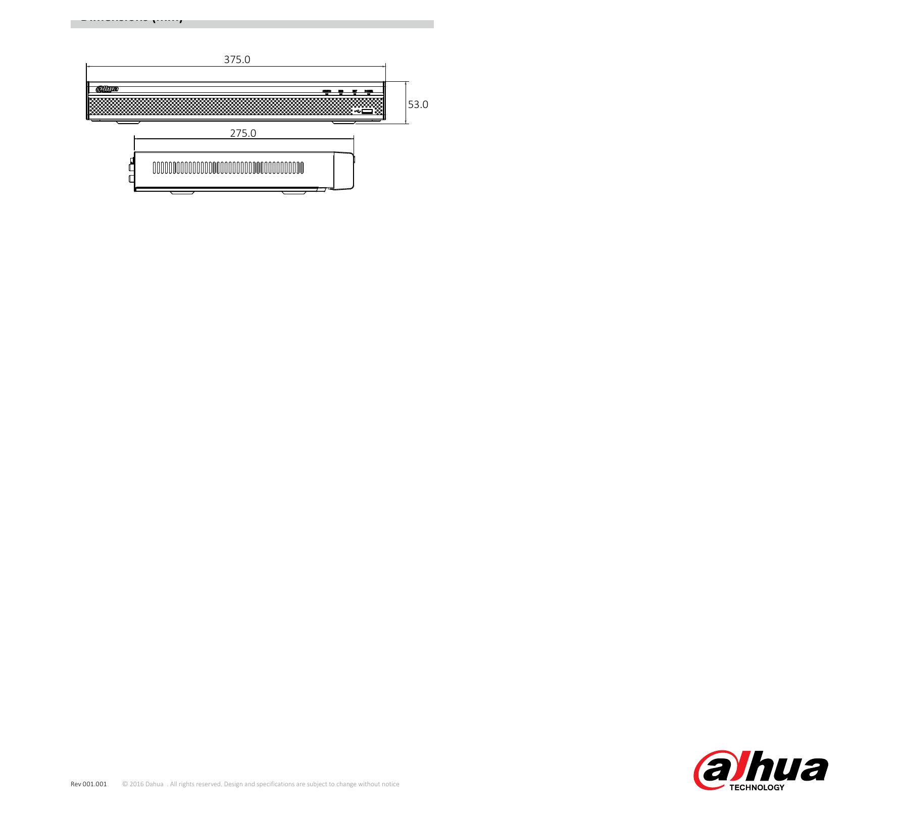 DHI-NVR2208-8P-4KS2 外形尺寸圖 詳見圖示｜Unit: mm
