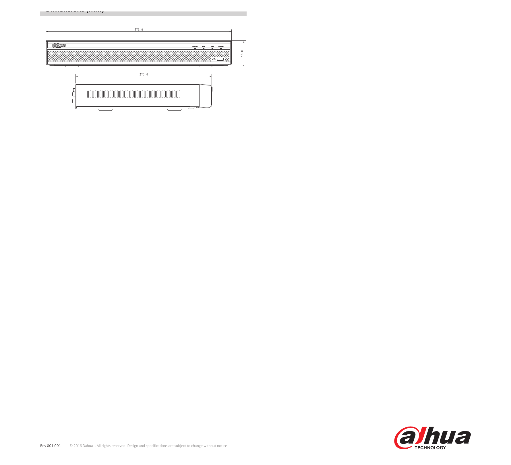 DHI-NVR2208-8P-S2 外形尺寸圖 詳見圖示｜Unit: mm