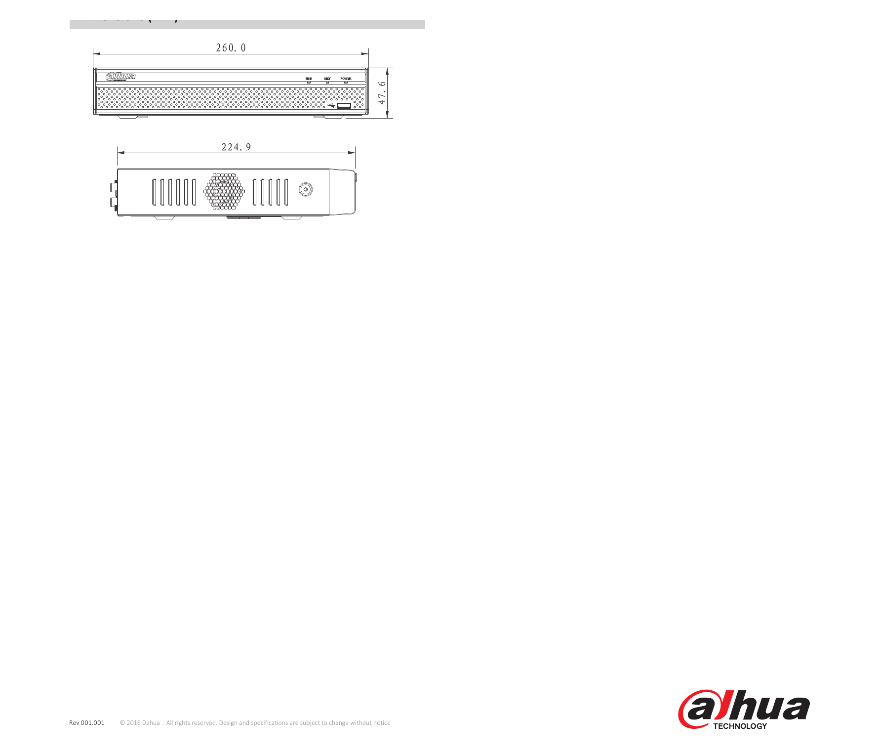 DHI-NVR4104-4108-4116HS-4KS2 外形尺寸圖 詳見圖示｜Unit: mm