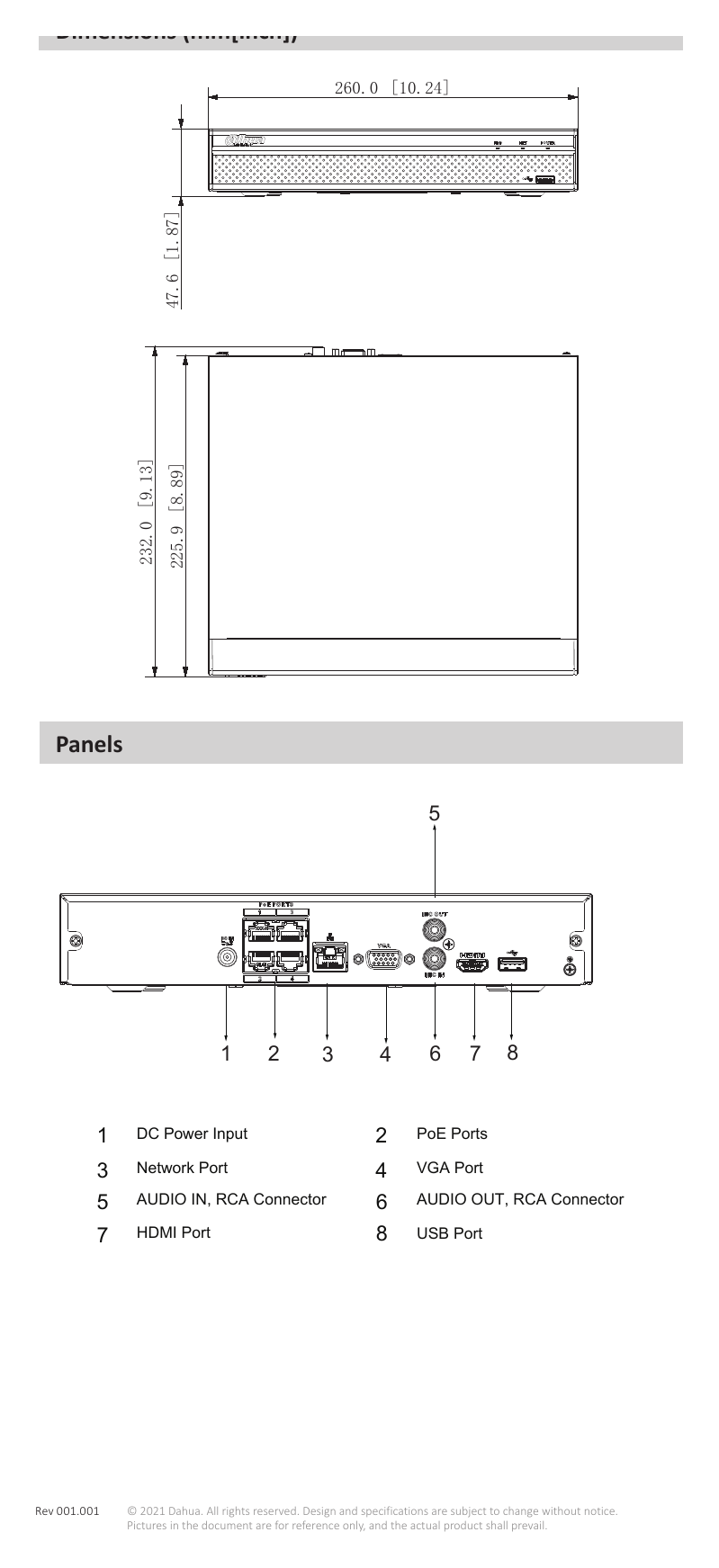 DHI-NVR4104HS-P-4KS2L 外形尺寸圖 詳見圖示｜Unit: mm