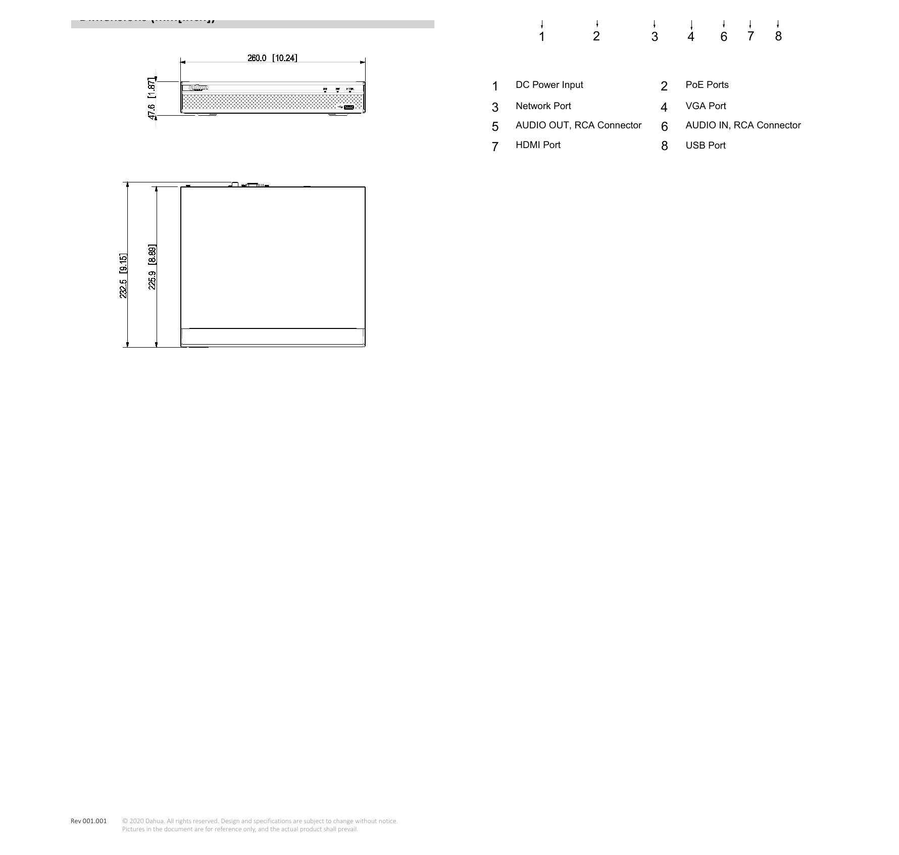 DHI-NVR4108HS-8P-4KS2 外形尺寸圖 詳見圖示｜Unit: mm