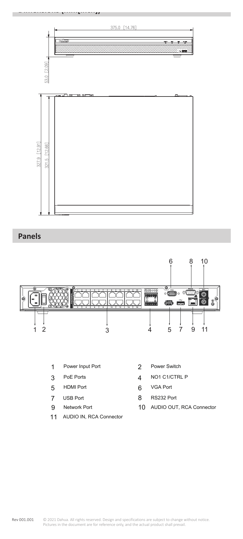 DHI-NVR4216-16P-4KS2L 外形尺寸圖 詳見圖示｜Unit: mm