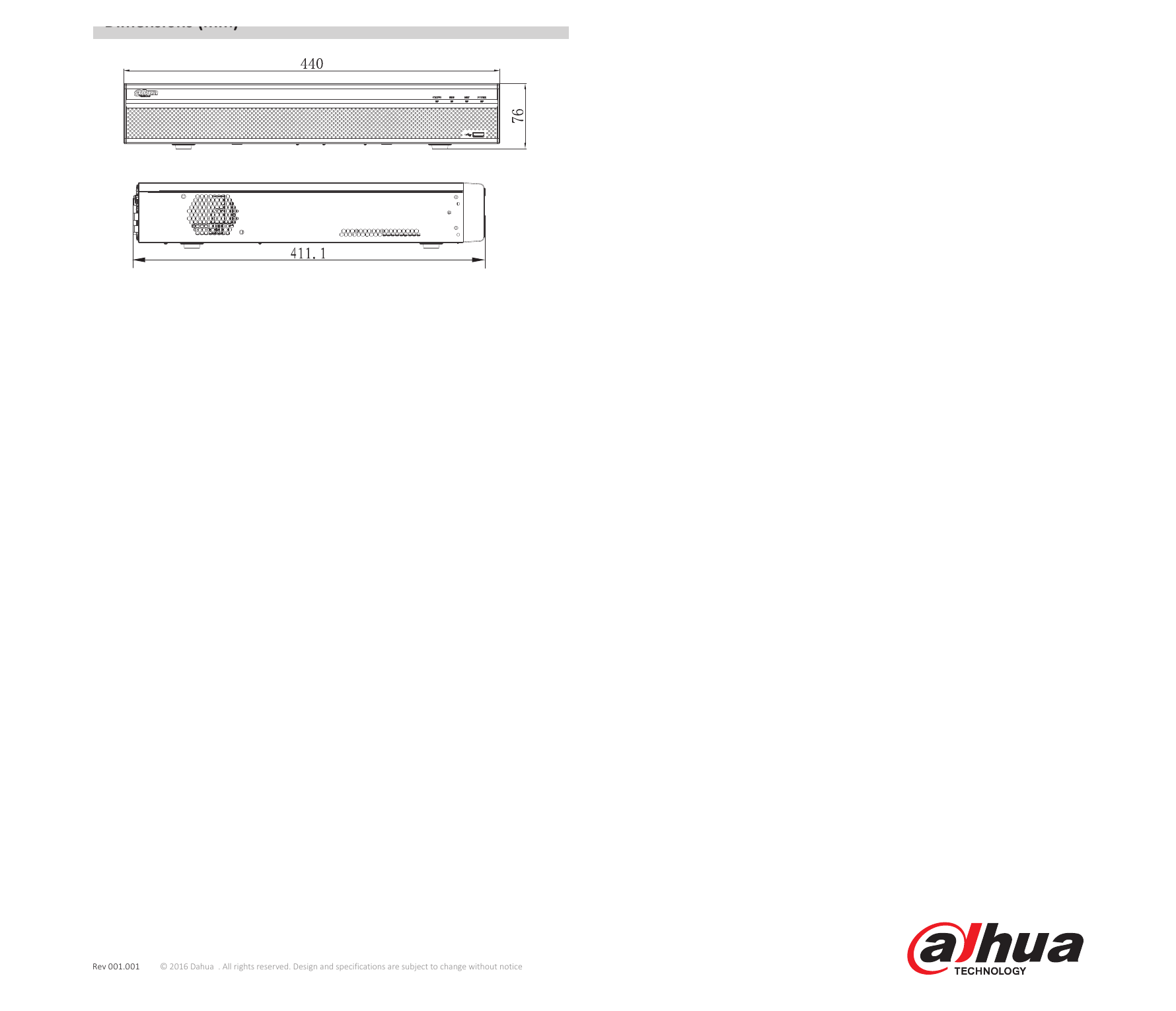 DHI-NVR4416-4432-16P-4KS2 外形尺寸圖 詳見圖示｜Unit: mm