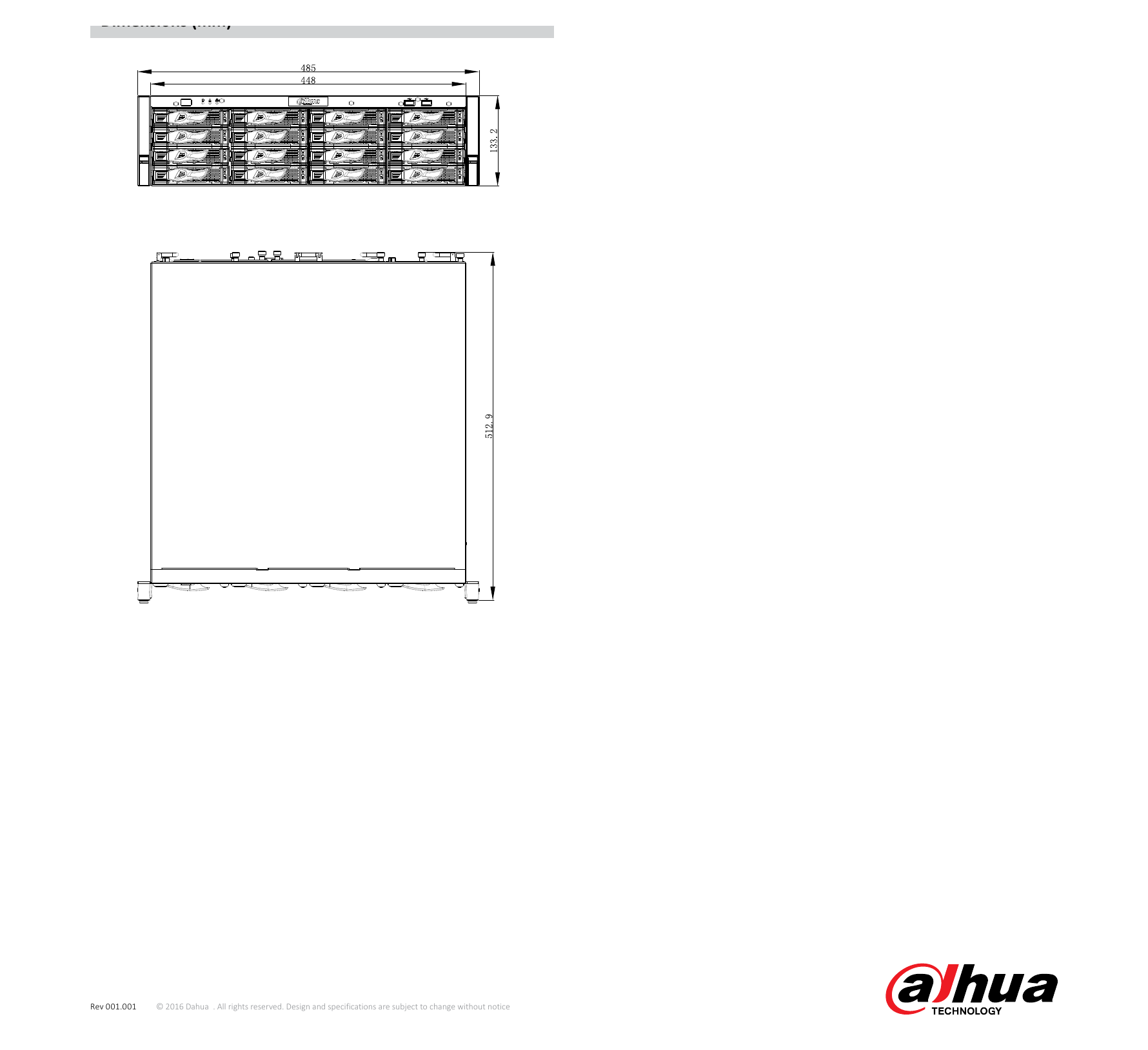 DHI-NVR616-64128-4KS2 外形尺寸圖 詳見圖示｜Unit: mm