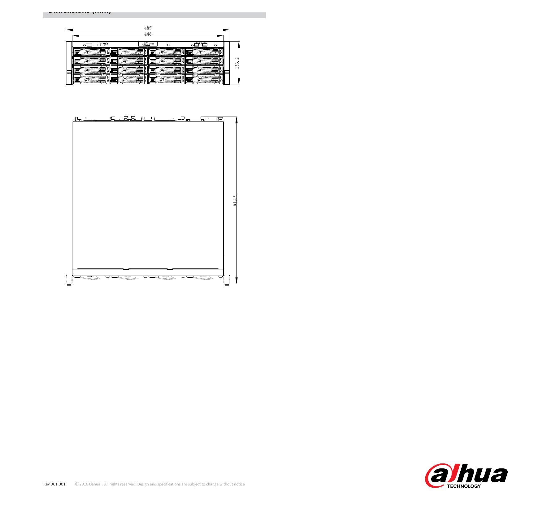 DHI-NVR616R-64128-4KS2 外形尺寸圖 詳見圖示｜Unit: mm