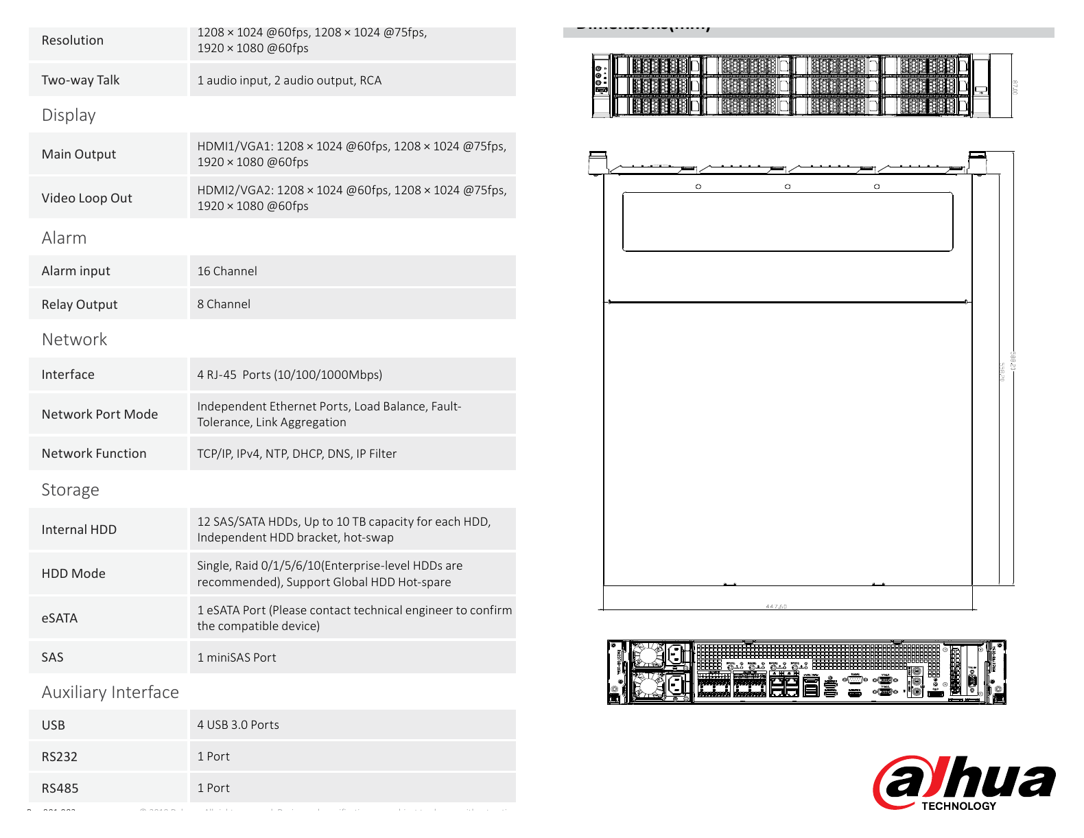 DHI-XIS7012R-V 外形尺寸圖 詳見圖示｜Unit: mm