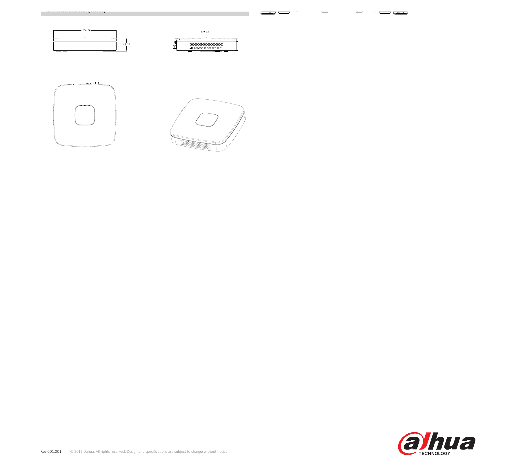 DHI-XVR5104C-5108C3 外形尺寸圖 詳見圖示｜Unit: mm