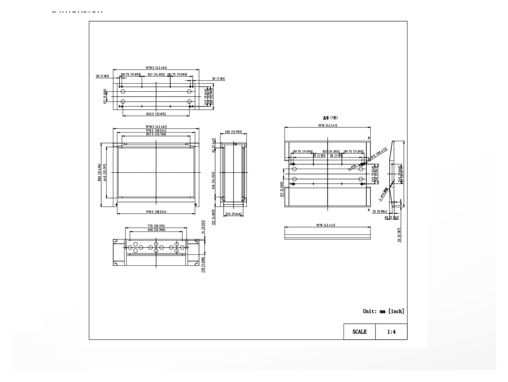 DP-D2X49U70-0X0-Q0-MB-Q0.9-ZY/H800 外形尺寸圖 1078.5 (W)mm × 800 (H) mm × 830 (D) mm (42.4'' × 31.5'' × 32.7'')｜Unit: mm