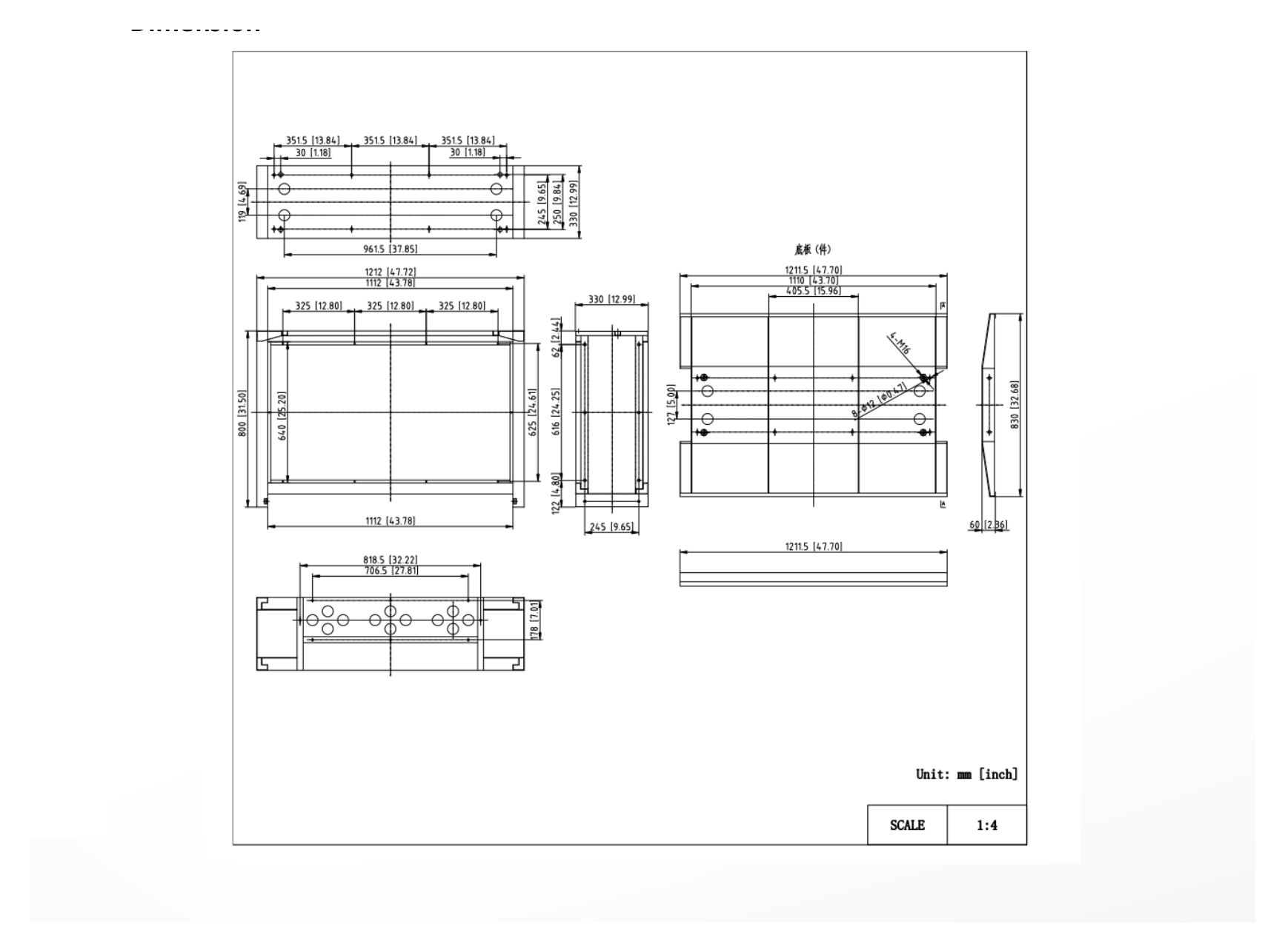 DP-D2X55E70-0X0-Q0-MB-Q1-ZY/H800 外形尺寸圖 1212 (W) mm × 800 (H)mm × 830 (D)mm (47.72'' × 31.5'' × 32.68'')｜Unit: mm