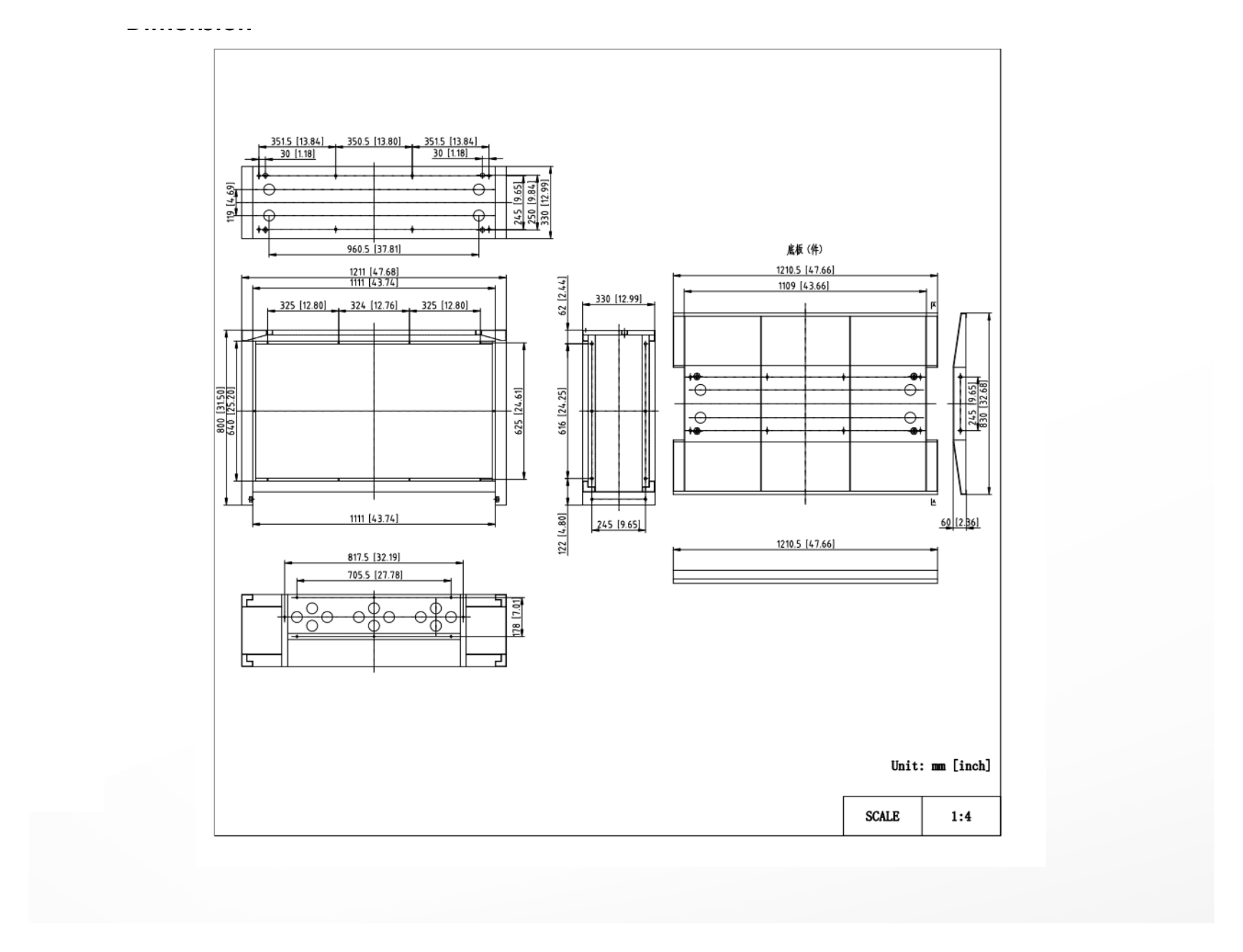 DP-D2X55R70-0X0-Q0-MB-Q1-ZY/H800 外形尺寸圖 1211 (W)mm × 800 (H)mm × 830 (D) mm (47.68'' × 31.50'' × 32.68'')｜Unit: mm