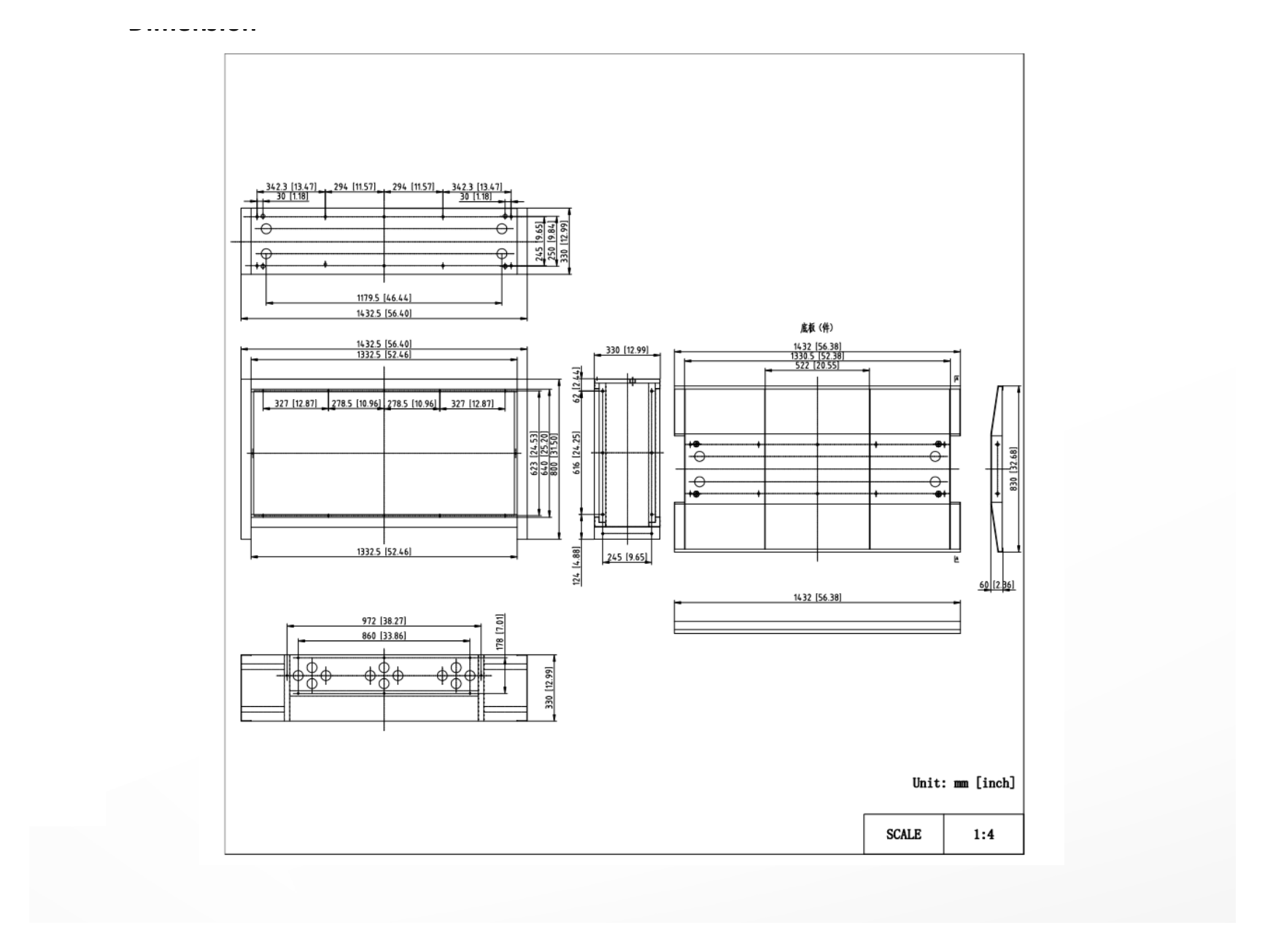 DP-D2X65U85-0X0-Q0-MB-Q1-ZY/H800 外形尺寸圖 1432.5(W)mm × 800 (H)mm × 830 (D) mm (56.40'' × 31.5'' × 32.68'')｜Unit: mm
