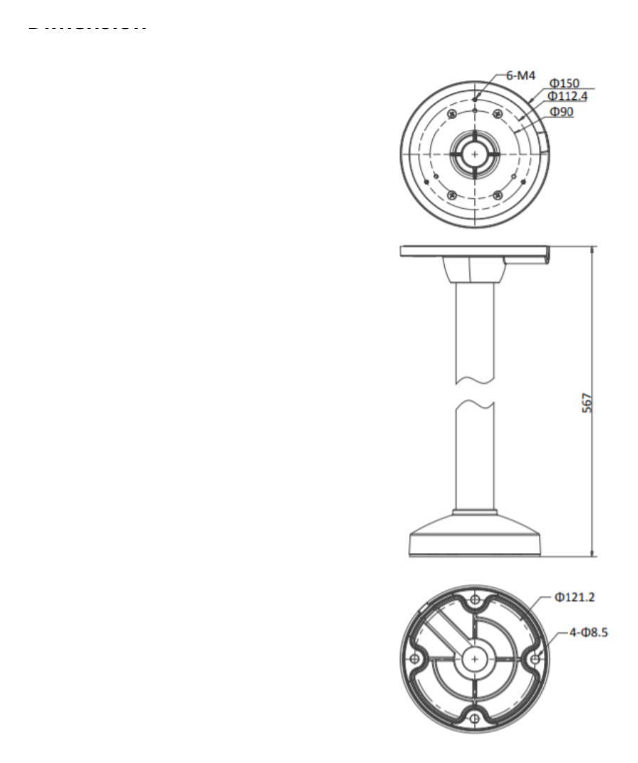DS-1271ZJ-130-TRL 外形尺寸圖 Ø 150 mm × 547 mm (Ø 5.91" × 21.54")｜Unit: mm