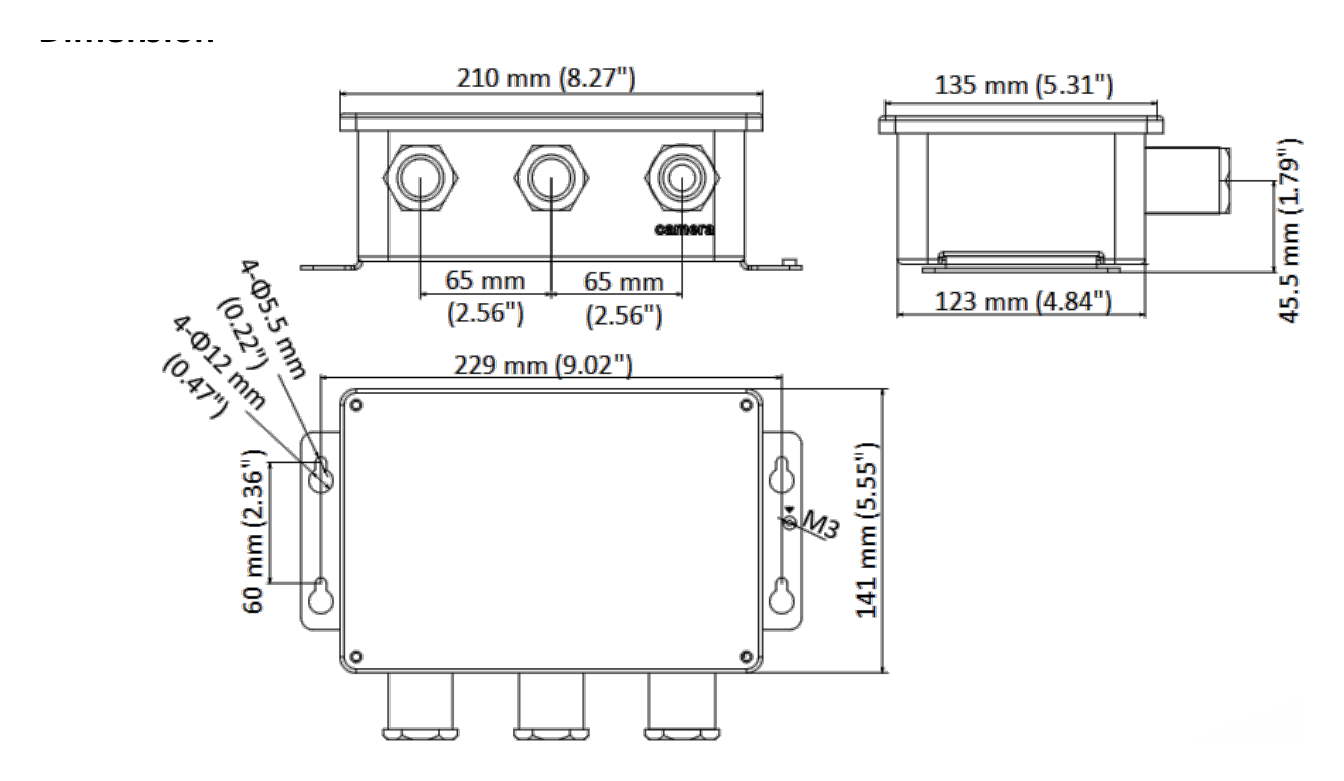 DS-1284ZJ-M-AC3(OS) 外形尺寸圖 229 mm × 210 mm × 135 mm (9.02" × 8.27" × 5.31")｜重量 Approx. 1981 g (4.37 lb.)｜Unit: mm