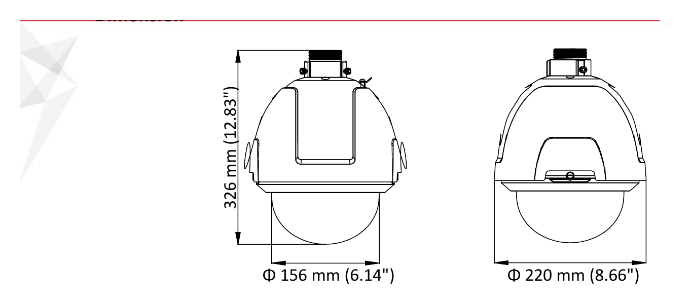 DS-2AE5232T-A 外形尺寸圖 Φ 220 mm × 326 mm (Φ 8.66" × 12.83")｜Unit: mm