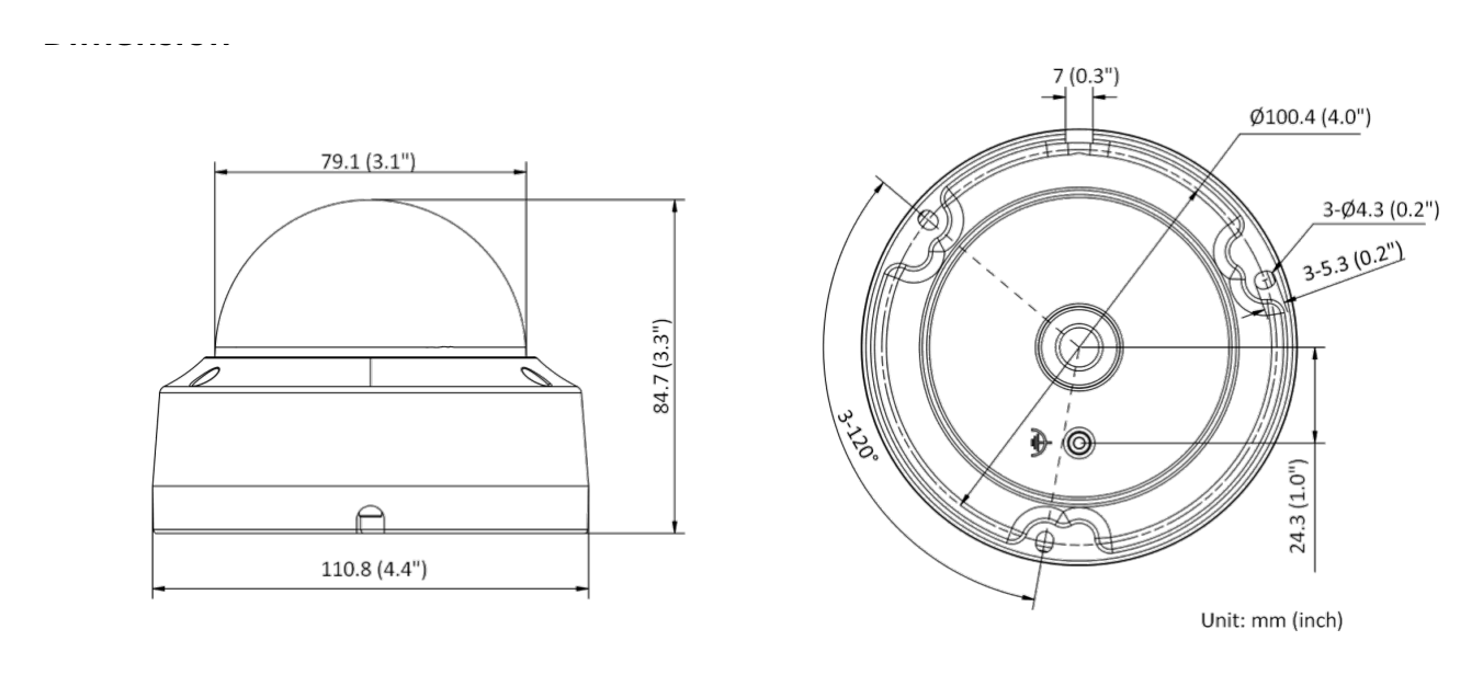 DS-2CD1143G2-I 外形尺寸圖 Ø 110.8 mm × 84.7 mm (Ø 4.4