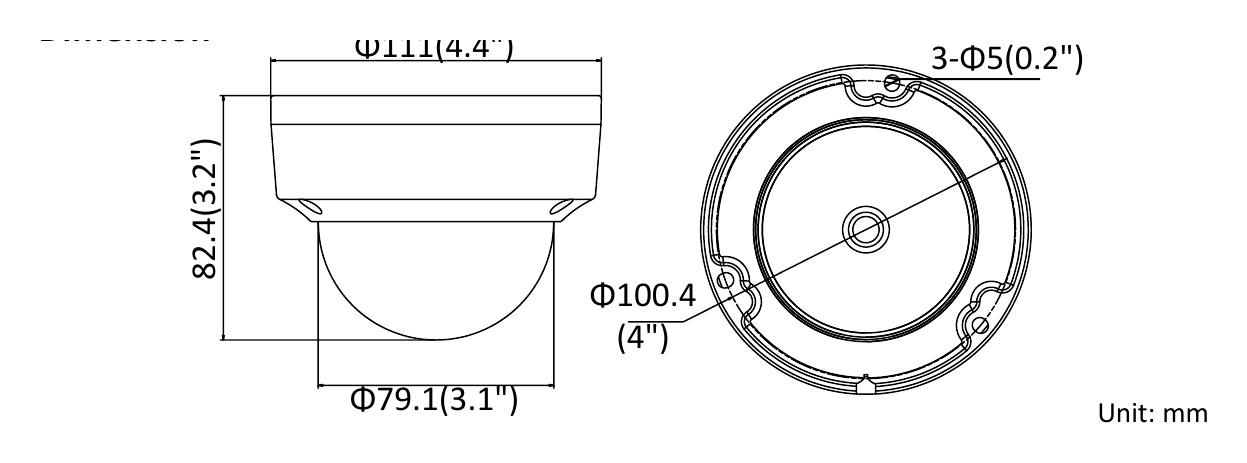 DS-2CD2143G0-I(S) 外形尺寸圖 Φ111(4.4