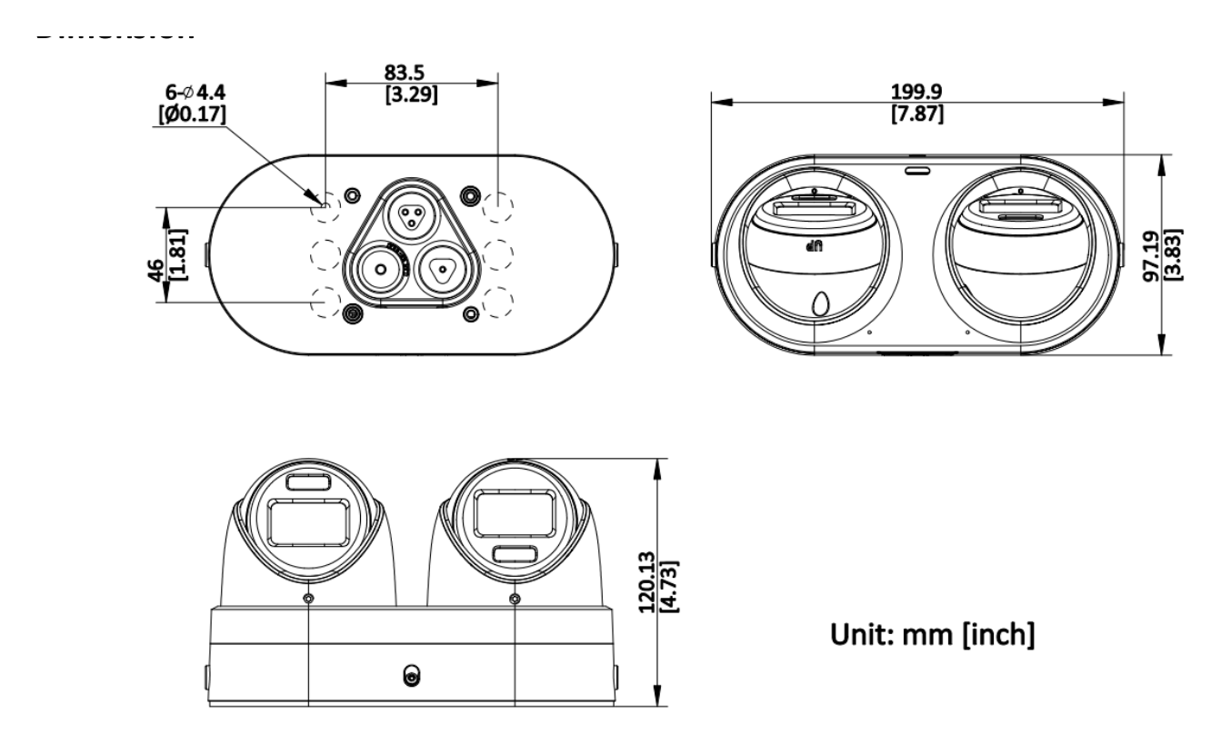 DS-2CD2343G2D-LIZ2UY 外形尺寸圖 199.9 mm × 120.1 mm × 97.2 mm (7.87" × 4.73" × 3.83")｜重量 Approx. 1200 g (2.6 lb.)｜Unit: mm