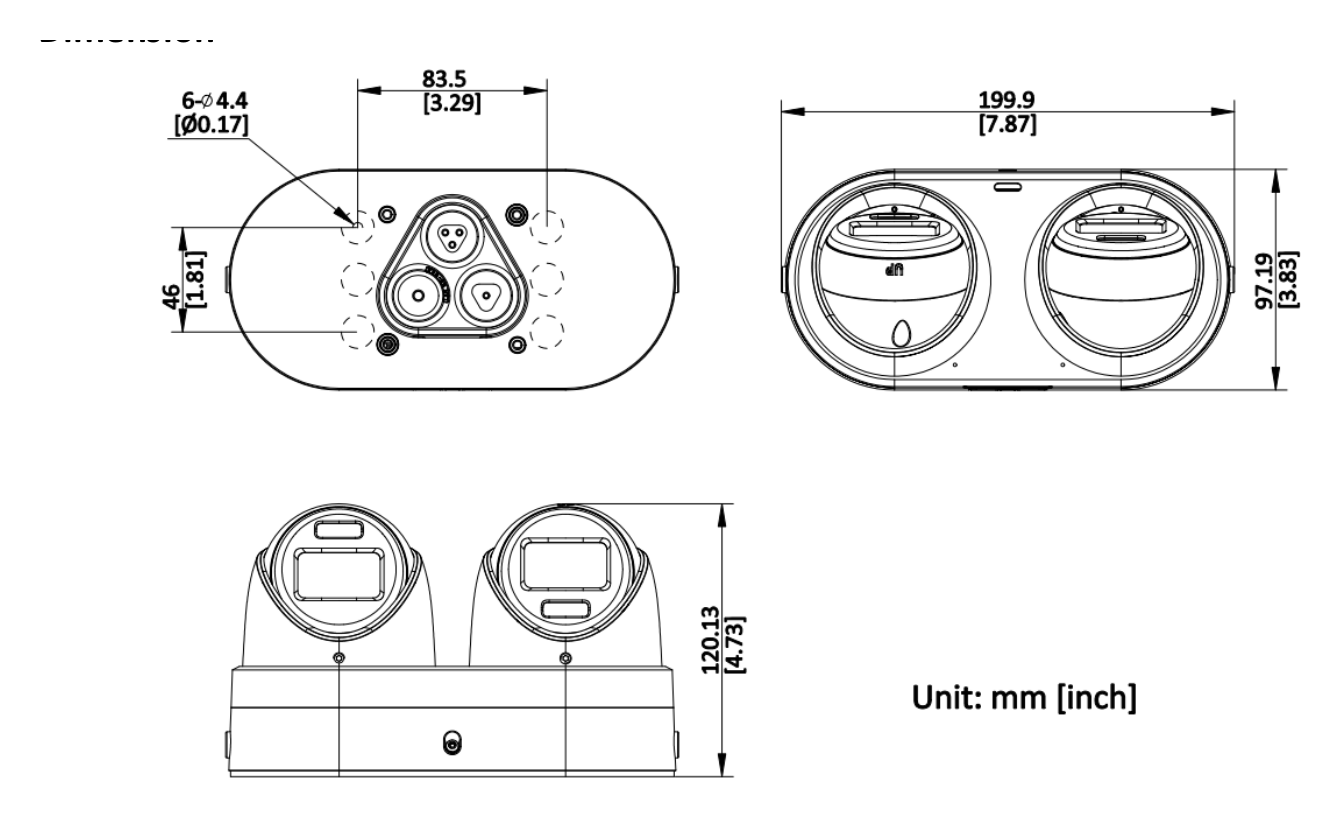 DS-2CD2346G3D-IZ2UY 外形尺寸圖 199.9 mm × 120.1 mm × 97.2 mm (7.9" × 4.7" × 3.8")｜重量 Approx. 1200 g (2.6 lb.)｜Unit: mm