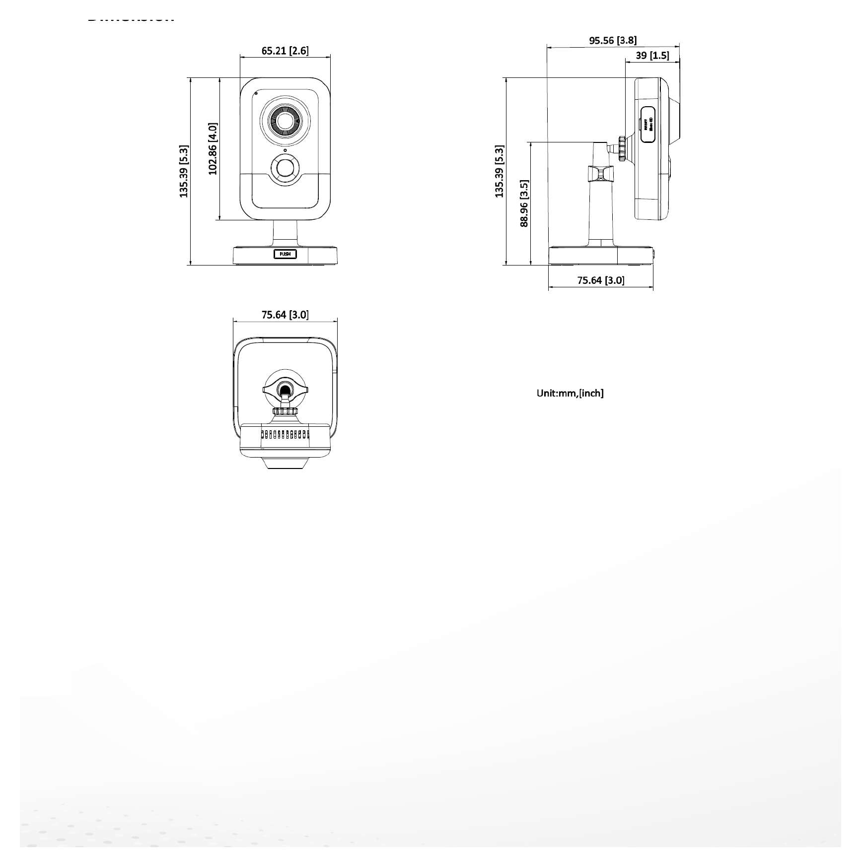 DS-2CD2443G2-IW-W 外形尺寸圖 102.9 mm × 65.2 mm × 32.9 mm (4.1" × 2.6" × 1.3")｜重量 Approx. 120 g (0.3 lb.)｜Unit: mm