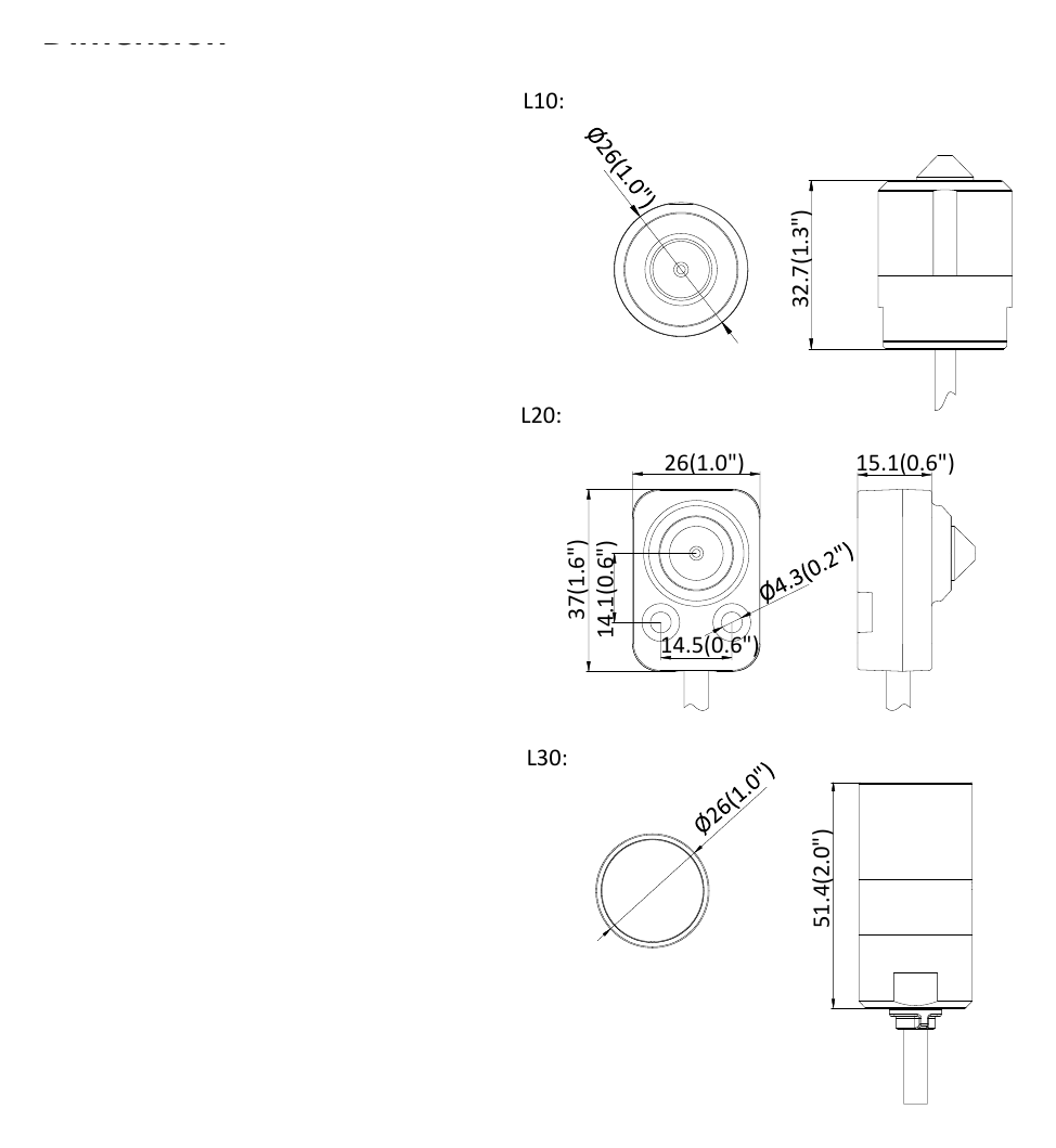 DS-2CD6425G0 外形尺寸圖 Main body: 135 × 107.8 ×30.4 mm (5.3" × 4.3" × 1.2") Main body: approx. 450 g (1 lb.) With Package: 900 g (2 lb.)｜Unit: