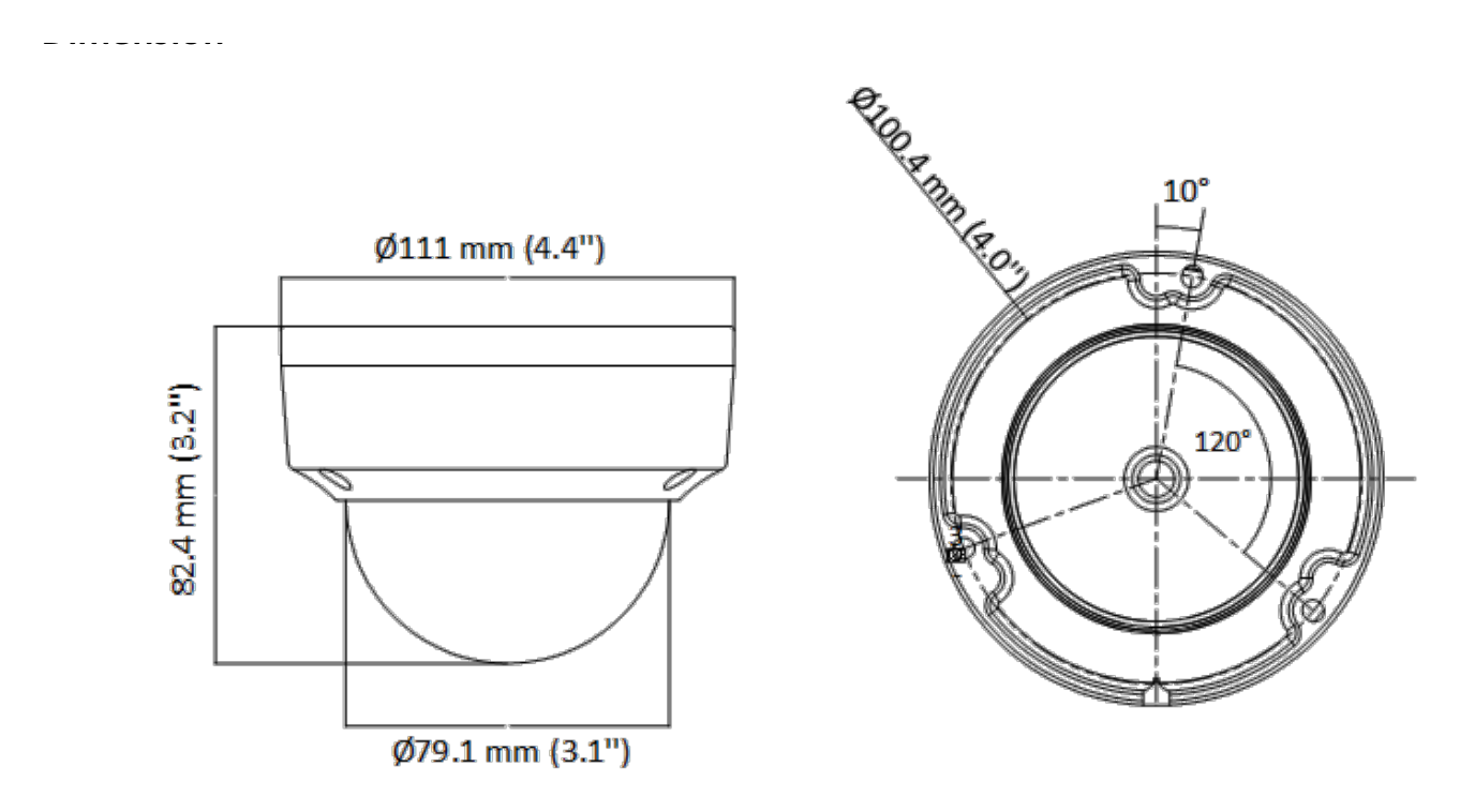 DS-2CE57H0T-VPITEC 外形尺寸圖 82.4 mm × Ø 111 mm (3.2" × Ø 4.4")｜重量 Approx. 440 g (0.97 lb.)｜Unit: mm