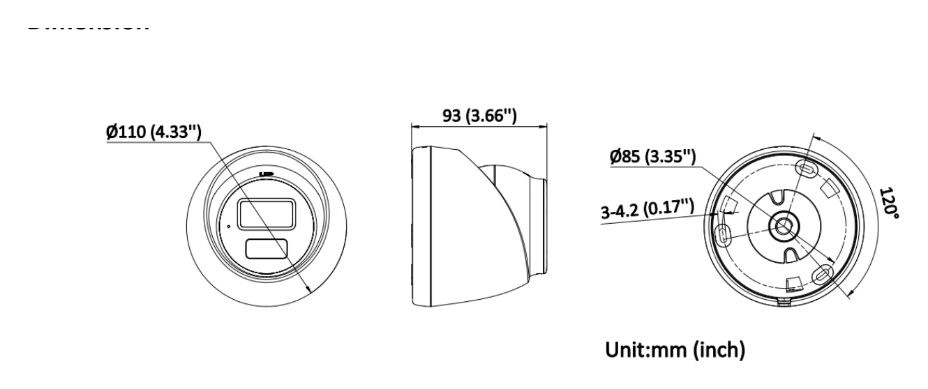 DS-2CE78G0T-LTS 外形尺寸圖 Ø 110 mm × 102.7 mm (Ø 4.3" × 4.0")｜重量 Approx. 375 g (0.8 lb.)｜Unit: mm