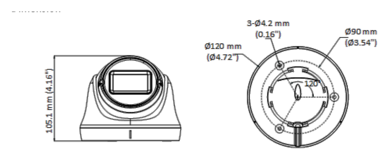 DS-2CE79D0T-VFIT3FC 外形尺寸圖 Ø 120 mm × 105.1 mm ( Ø 4.72" × 4.16")｜重量 Approx. 440 g (0.97 lb.)｜Unit: mm