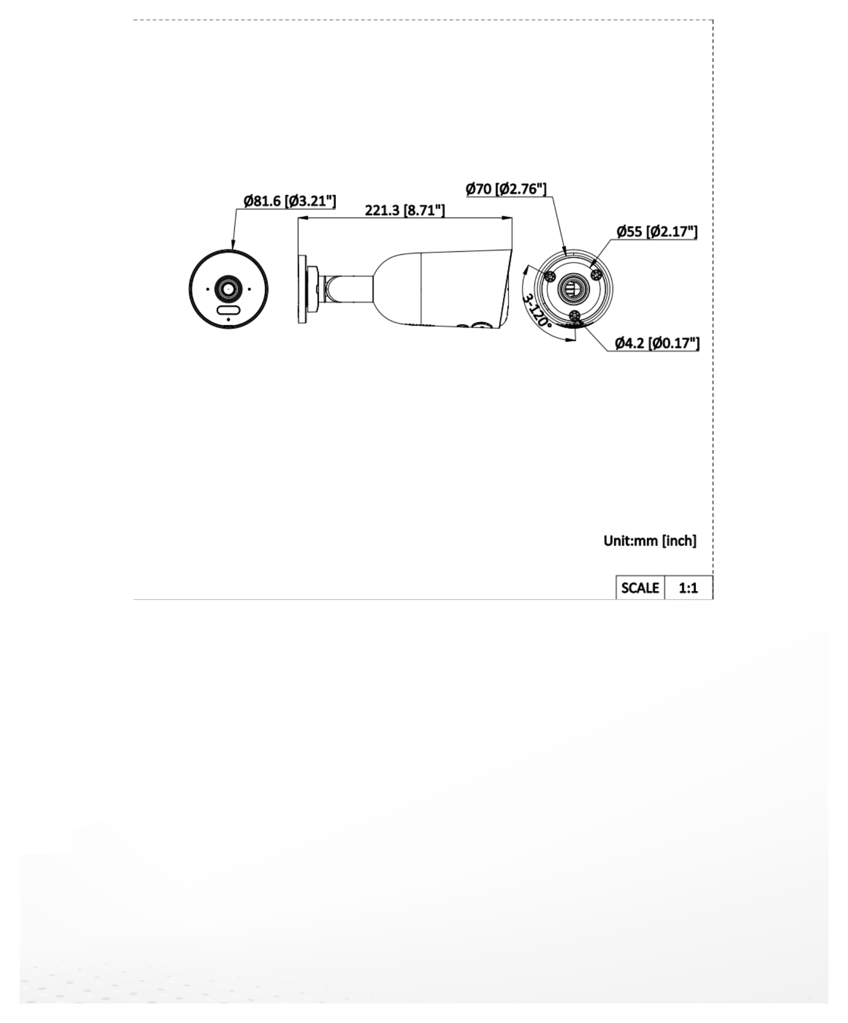 DS-2CFS04 外形尺寸圖 Ø 81.6 mm × 221.3 mm (Ø 3.2" × 8.7")｜重量 Approx. 480 g (1.1 lb.)｜Unit: mm