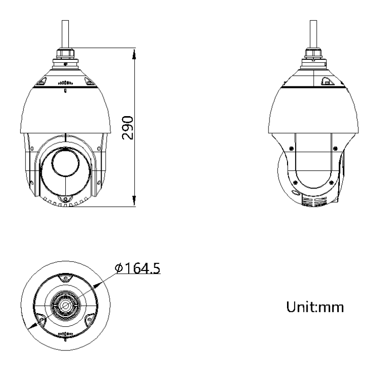 DS-2DE4225IWG-E 外形尺寸圖 Ø 164.5 mm × 290 mm (Ø 6.48