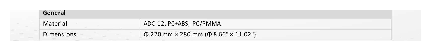 DS-2DE5425W-AE 外形尺寸圖 Φ 220 mm × 280 mm (Φ 8.66" × 11.02")｜重量 Approx. 3 kg (6.61 lb) IP66 Standard, IK10, TVS 4000V Lightning Protection, Surg