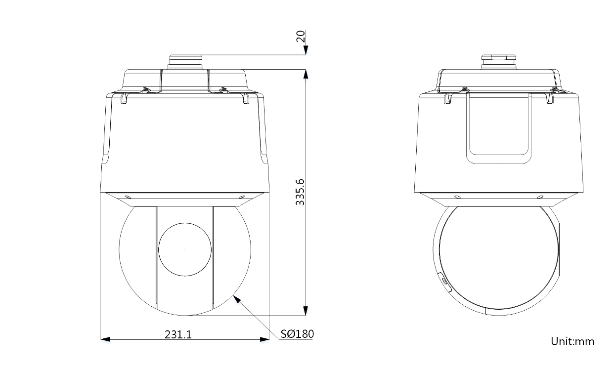 DS-2DF6A225X-AELT5 外形尺寸圖 ⌀ 231.1 mm × 355.6 mm (⌀ 9.10" × 14")｜重量 Approx. 6 kg (13.23 lb.) 33 languages: English, Russian, Estonian, Bulgarian, H