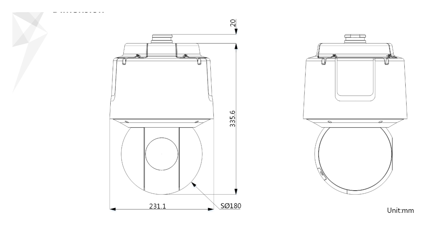 DS-2DF6A836X-AELT5 外形尺寸圖 ⌀ 231.1 mm × 355.6 mm (⌀ 9.10" × 14")｜重量 Approx. 6 kg (13.23 lb.) 33 languages: English, Russian, Estonian, Bulgarian, H