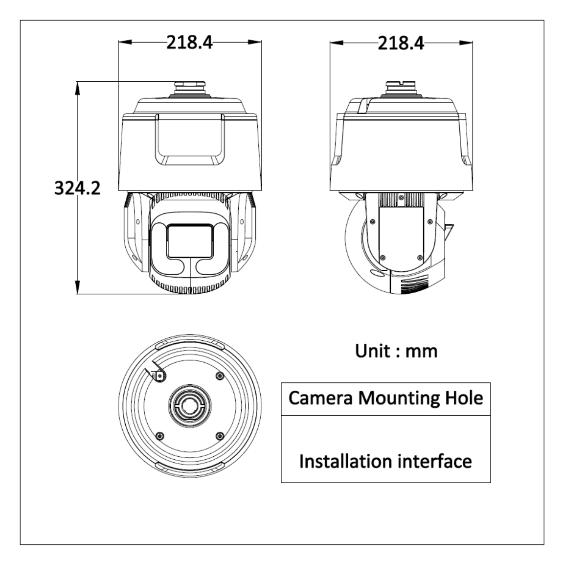 DS-2DF7C432MXG1-R 外形尺寸圖 Ø 218.4 mm × 324.2 mm (Ø 8.6" × 12.76")｜重量 Approx. 4.2 kg (9.26 lb.) 33 languages: English, Russian, Estonian, Bulgarian