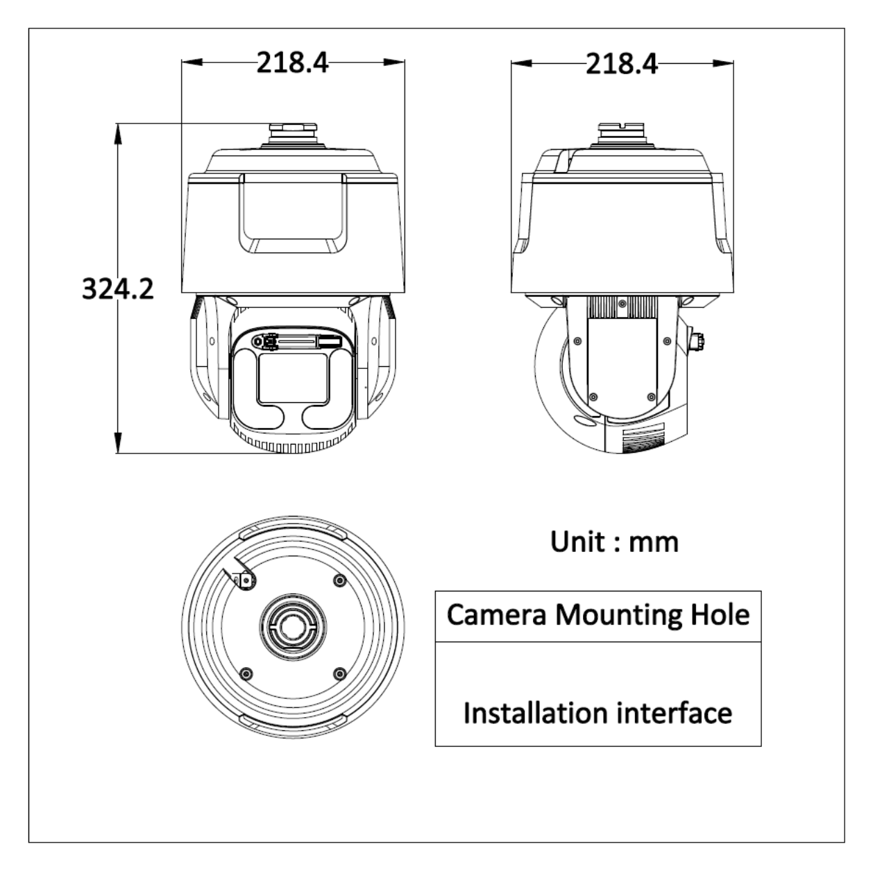 DS-2DF7C432MXG1-WR 外形尺寸圖 Ø 218.4 mm × 324.2 mm (Ø 8.6" × 12.76")｜重量 Approx. 4.2 kg (9.26 lb.) 33 languages: English, Russian, Estonian, Bulgarian