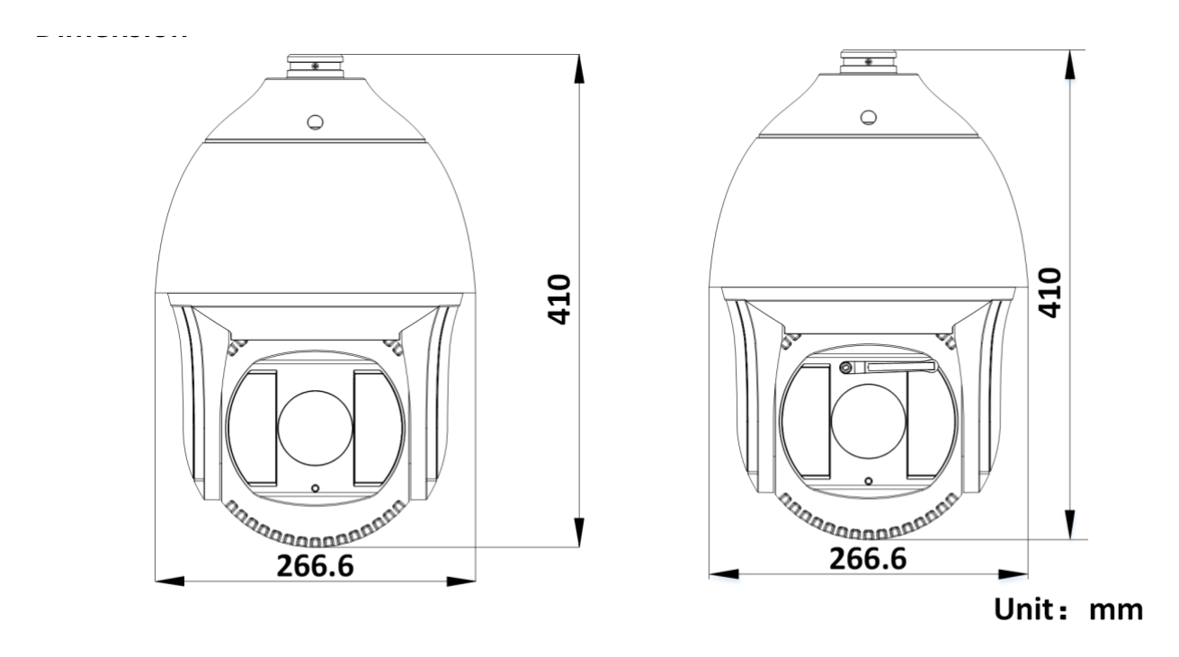 DS-2DF8242I5XG-ELW 外形尺寸圖 ⌀ 266.6 mm × 410 mm (⌀ 10.50" × 16.14")｜重量 Approx. 8 kg (17.64 lb.) 33 languages: English, Russian, Estonian, Bulgarian,