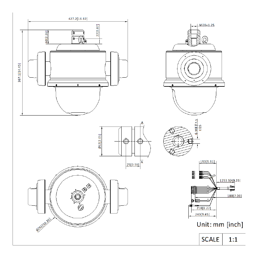 DS-2DF8432IWG-CXF316L 外形尺寸圖 427.5 mm × 261 mm × 367.1 mm (16.83" × 10.28" × 14.45")｜重量 Approx. 16.5 kg (36.38 lb.) CE-EMC (EN 55032: 2015, EN 61000-