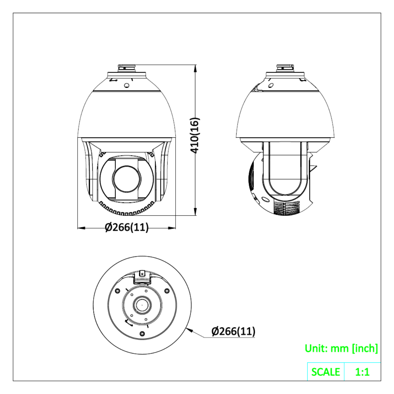 DS-2DF8442I5XG1-EL 外形尺寸圖 ⌀ 266 mm × 410 mm (⌀ 10.47" × 16.14")｜重量 Approx. 8 kg (17.64 lb.) 33 languages: English, Russian, Estonian, Bulgarian, H